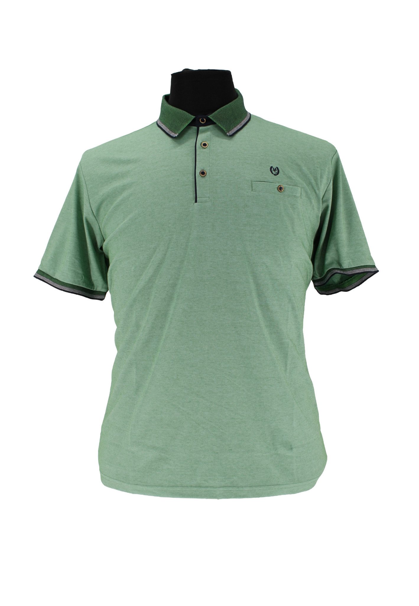 Mode Monte Carlo Poloshirt Polo-Shirt Knopf Salbeigrün