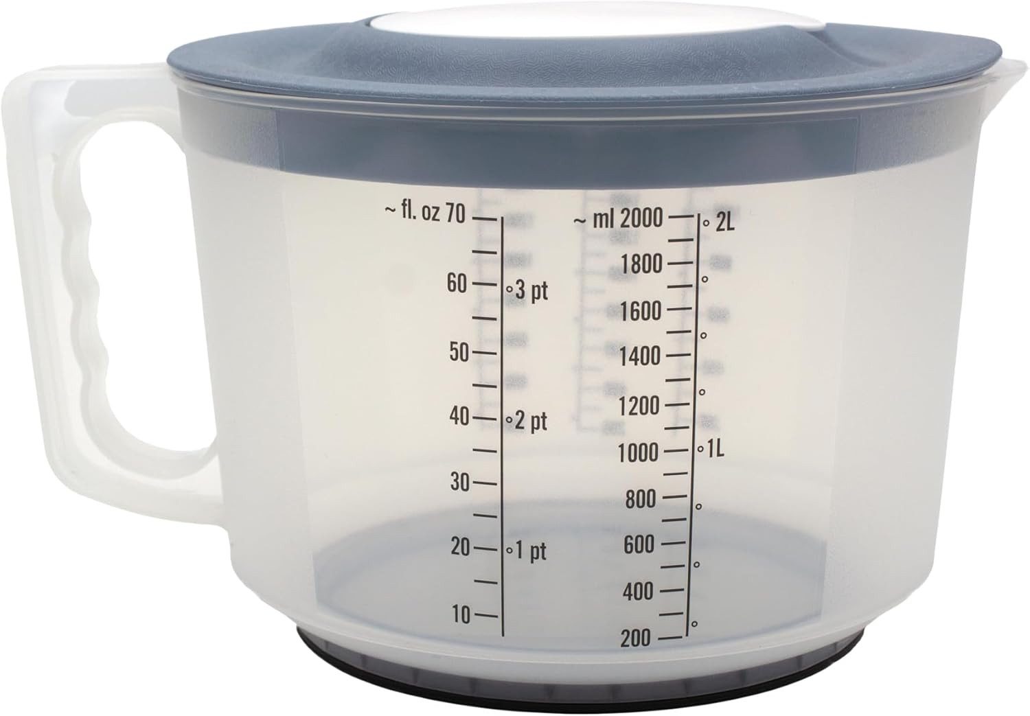 mucHome Messbecher 3in1 Rührbecher 2L mit Spritzschutz, Verschlussdeckel und Ausgießer – Bild 3 von 5