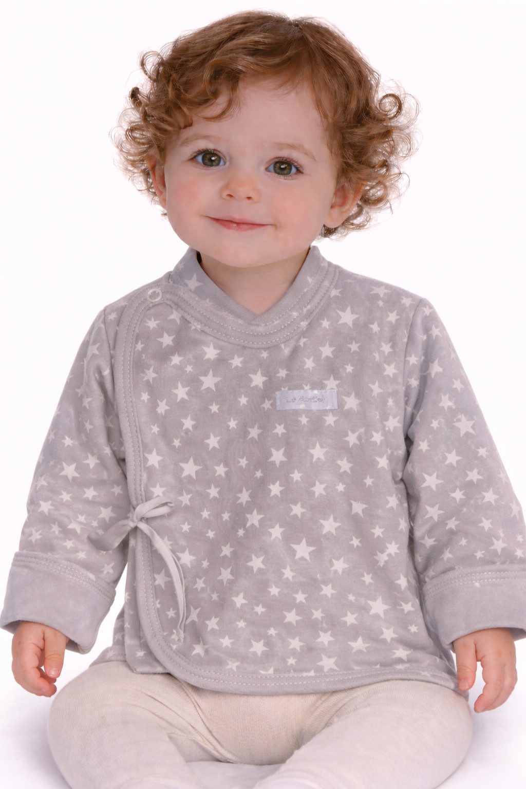 Langarmshirt Baby Hemdchen Langarmshirt T-Shirt langärmlig in Grau mit Sternchen
