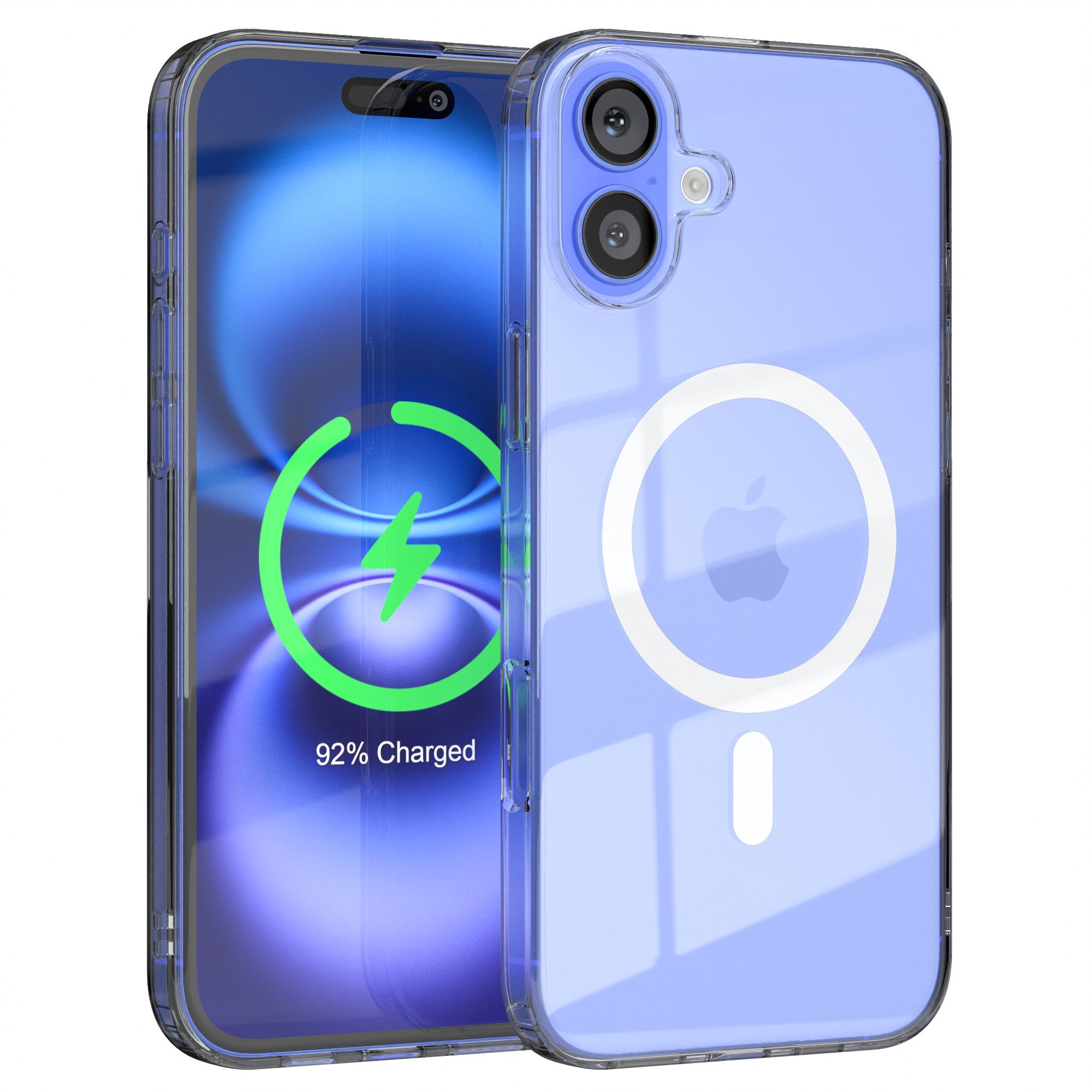 EAZY CASE Handyhülle Transparente Hülle mit MagSafe für iPhone 16 Plus 6,7 Zoll, Back Cover, Bumper Case, Handy Schutzhülle Kameraschutz, Durchsichtig