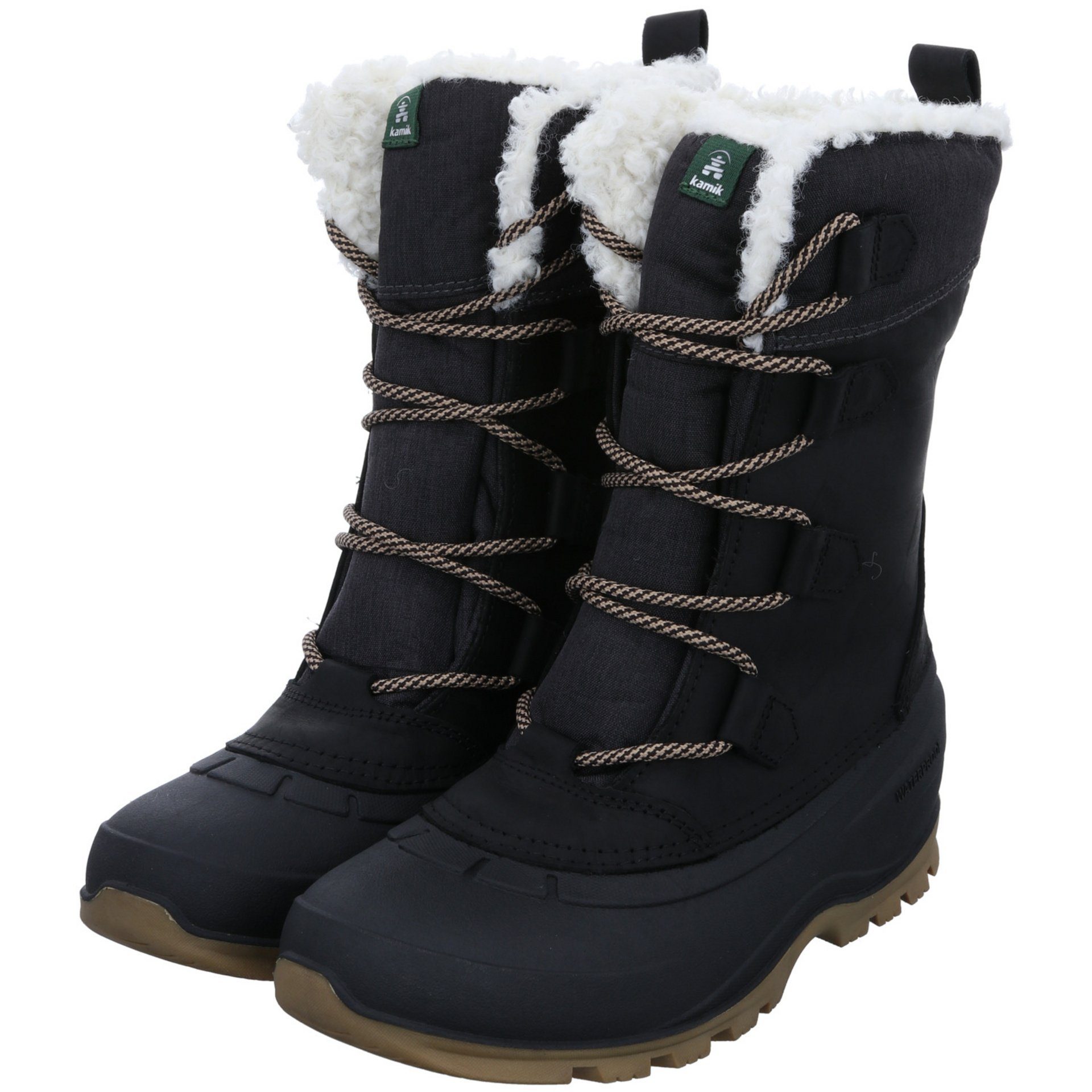 (11910130) Snowboots Kamik Snowboots Snowgem Schuhe Winterstiefel Leder-/Textilkombination Schwarz Damen