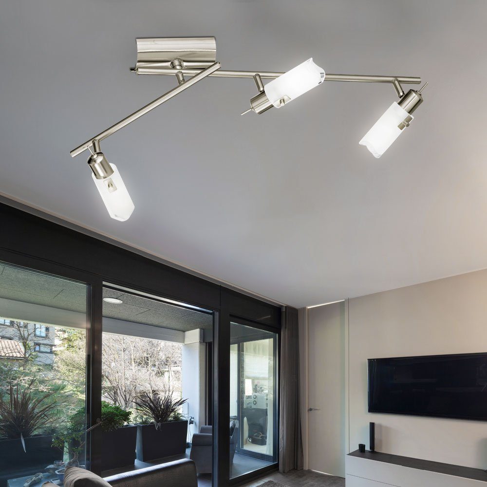 etc-shop LED Wohn im Decken Leiste Warmweiß, Spot Lampe Leuchtmittel Zimmer Glas verstellbar Strahler inklusive, Deckenleuchte