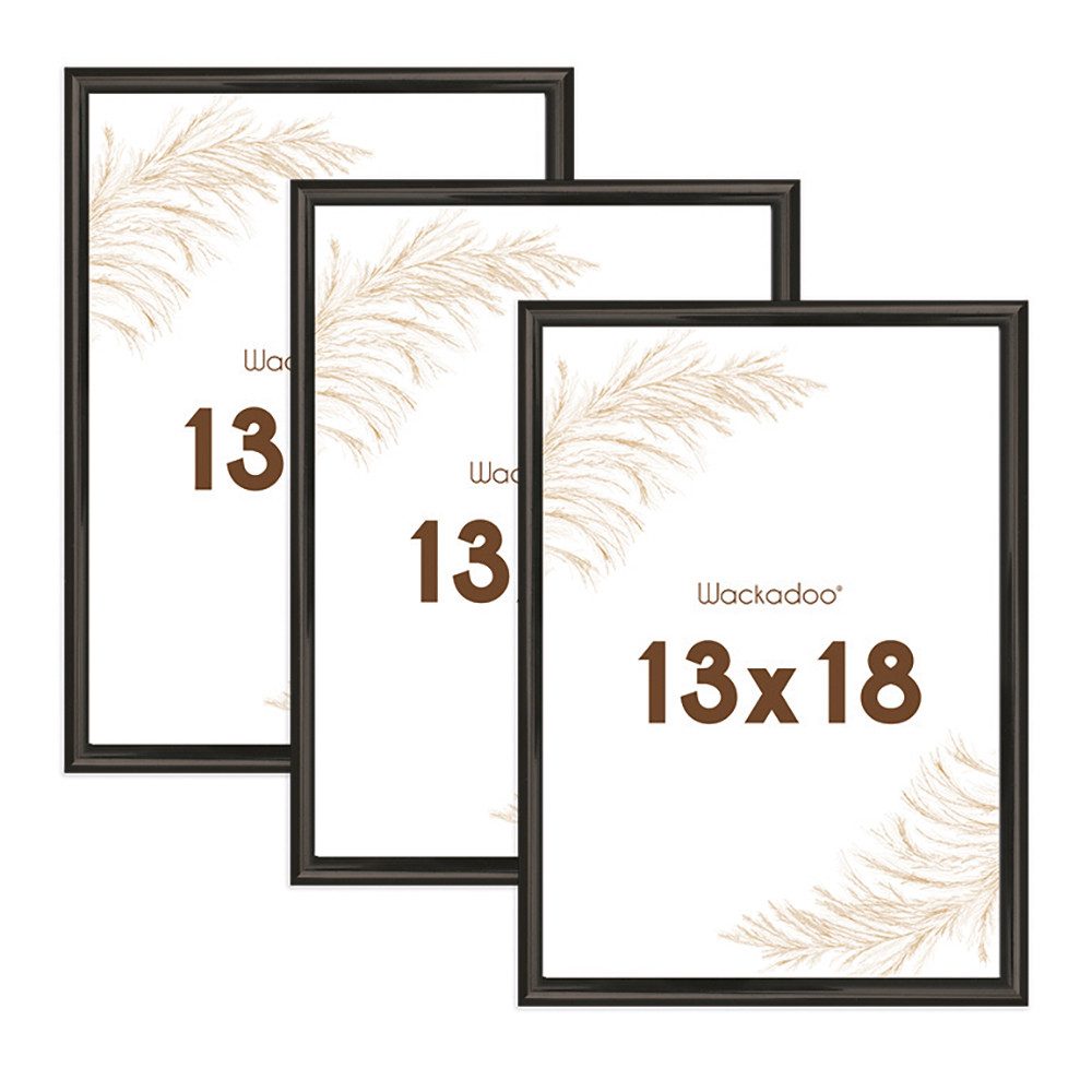 Wackadoo Living Bilderrahmen-Set Bilderrahmen mit Glasscheibe für Einzelbilder diverse Formate & Farben, (in Weiß, Schwarz, Silber oder Gold, moderner Kunststoffrahmen, 3 St), Fotowand, Puzzlerahmen, Dekoration, Poster, Collage für Fotos & Bilder