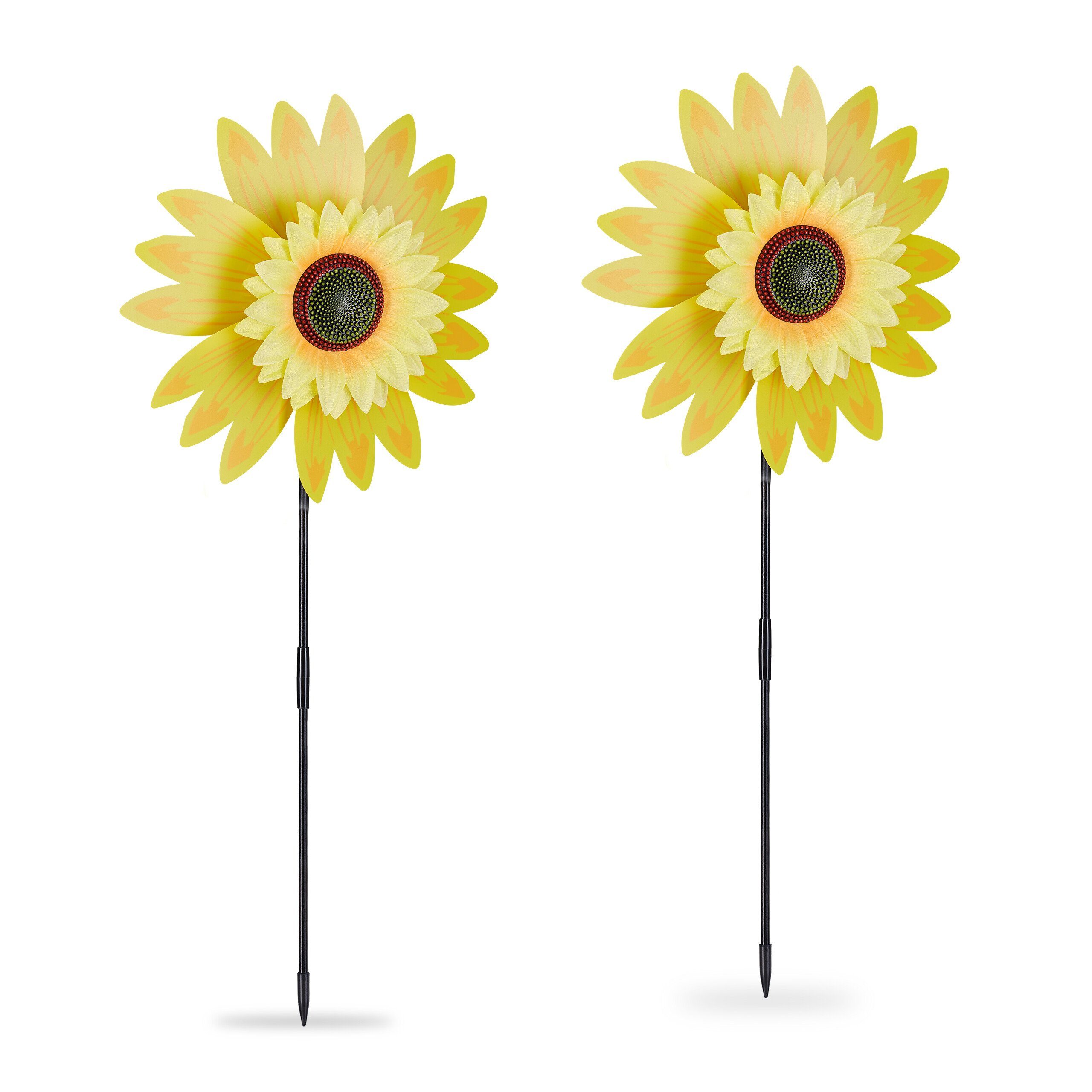 relaxdays Windspiel 2er Set Windrad Sonnenblume