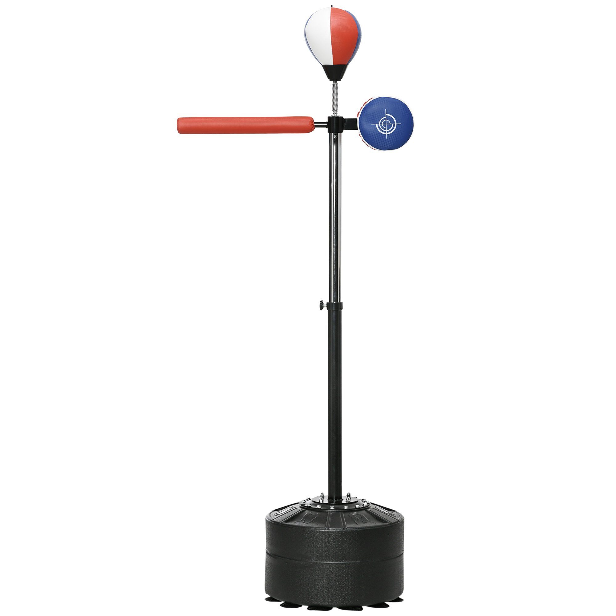 SPORTNOW Standboxsack Standboxtrainer mit Punchingball, Reflexstange, HDPE, x Boxständer 1-tlg., 80.5L cm Kunstleder x (Boxsack, 163-205H 48B Punchingball), mit