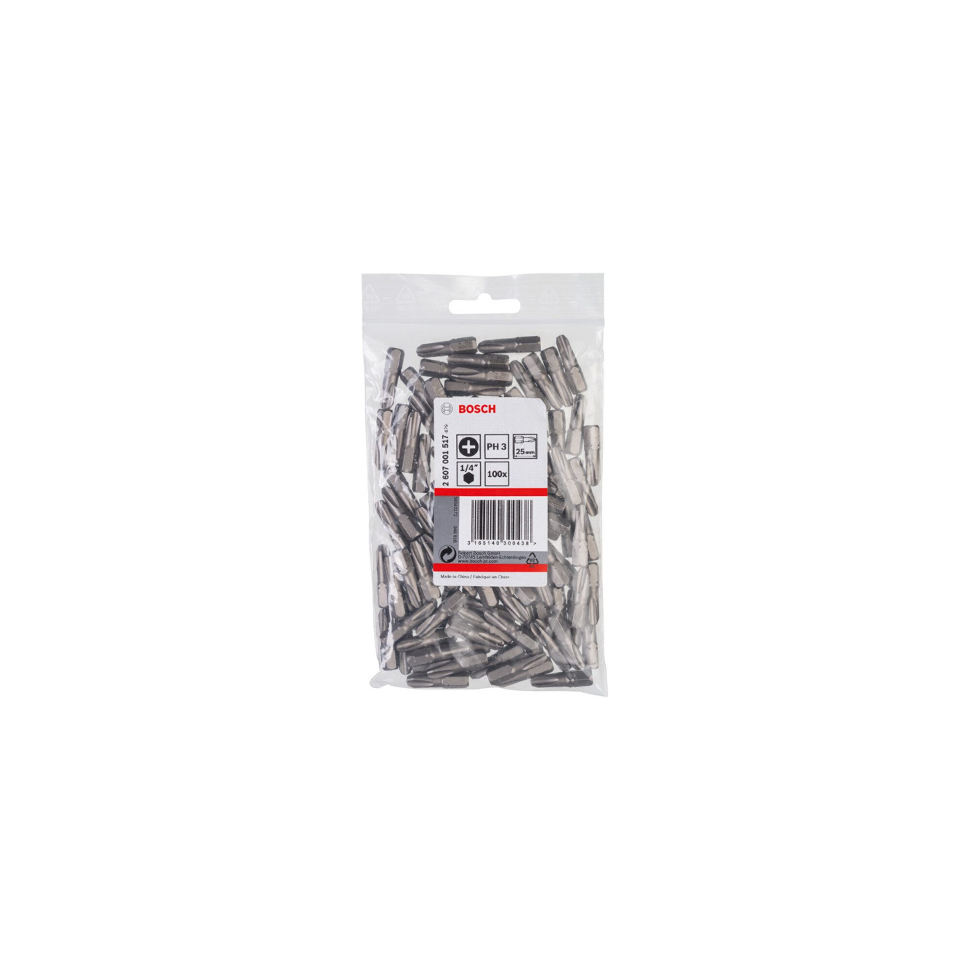 Bosch Professional Kreuzschlitz-Bit Bosch Schrauberbit Extra-Hart PH 3 25 mm 100 Stk