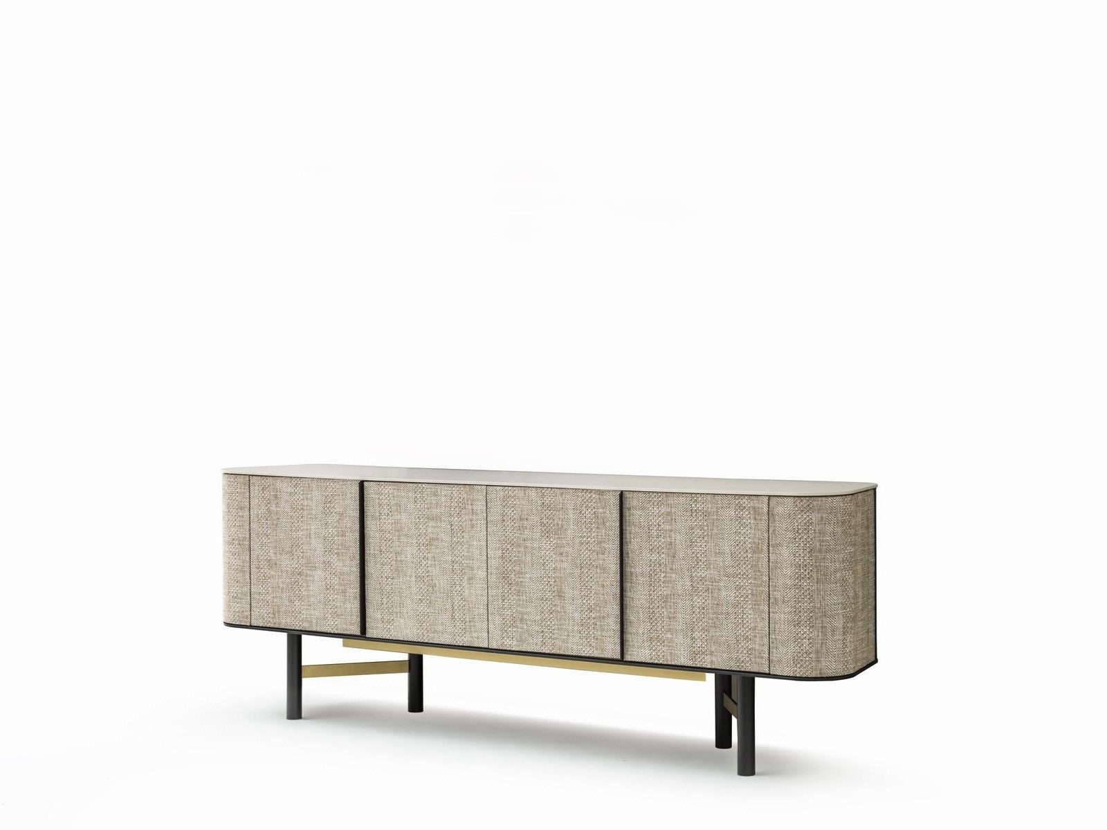 Xlmoebel Sideboard Beige Holz Sideboard von XLMOEBEL mit integrierten Türen, Made in Europa