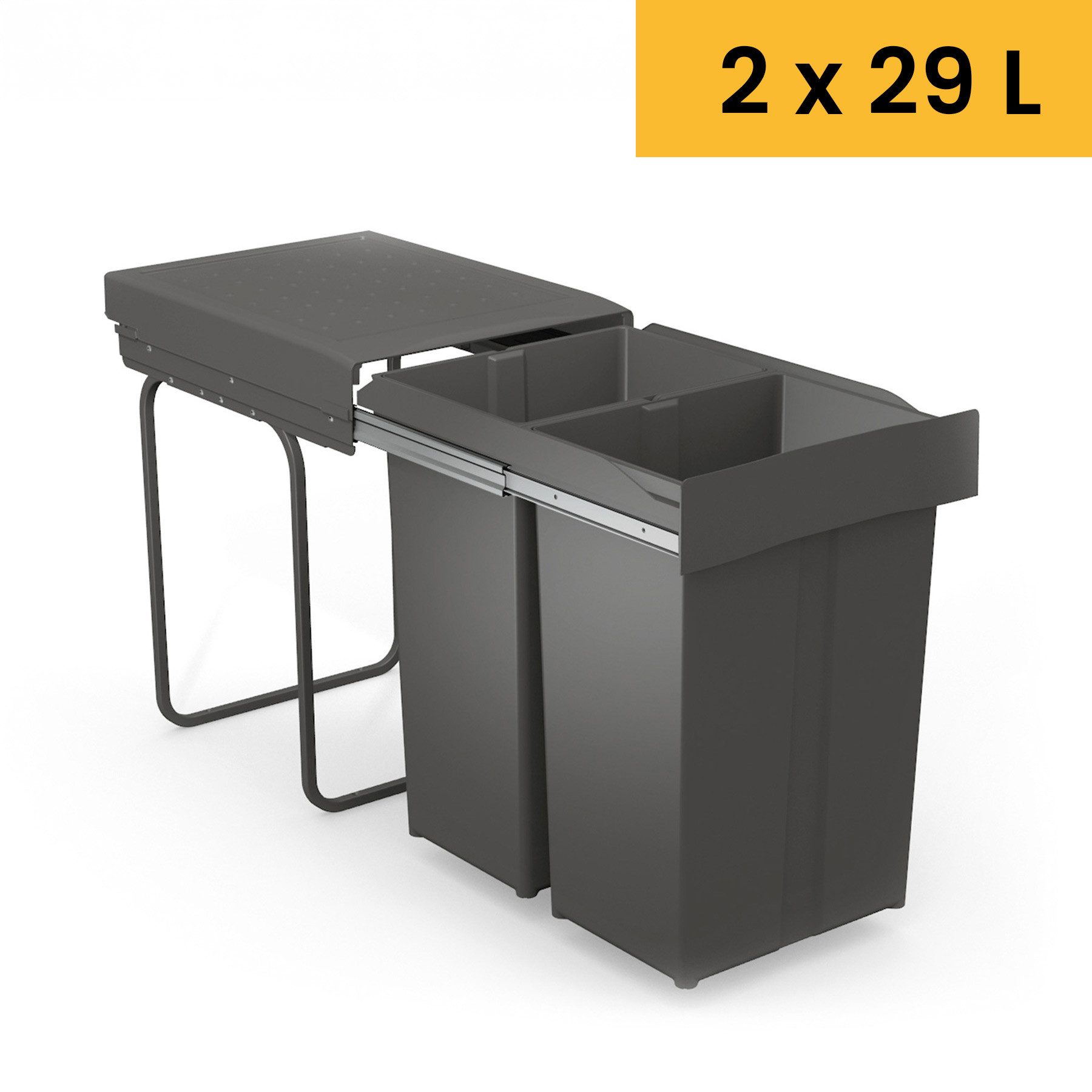 SIEGWERK Einbaumülleimer SIEGWERK - DuoSort 458 2-fach 58l einfache Montage