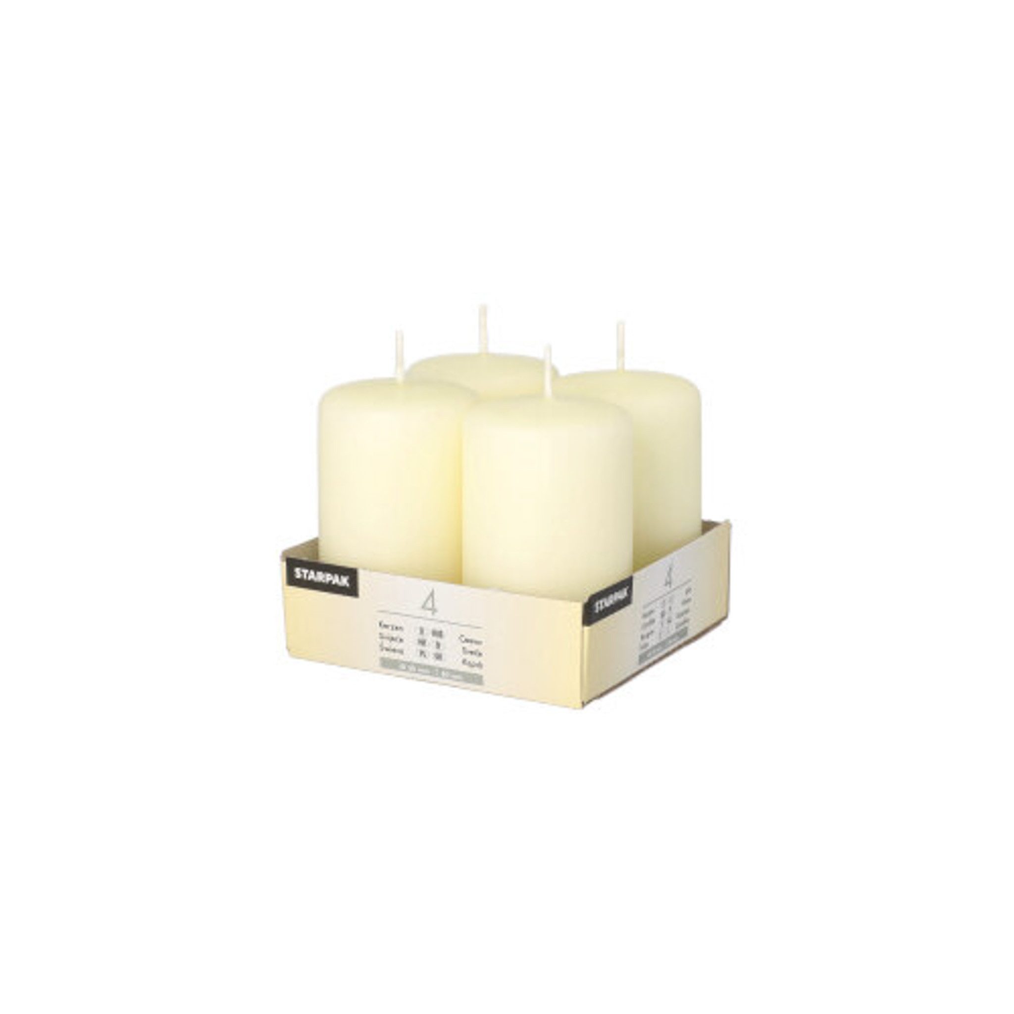 PAPSTAR Stumpenkerze, Stumpenkerzen 5x8cm 4 Stück Creme