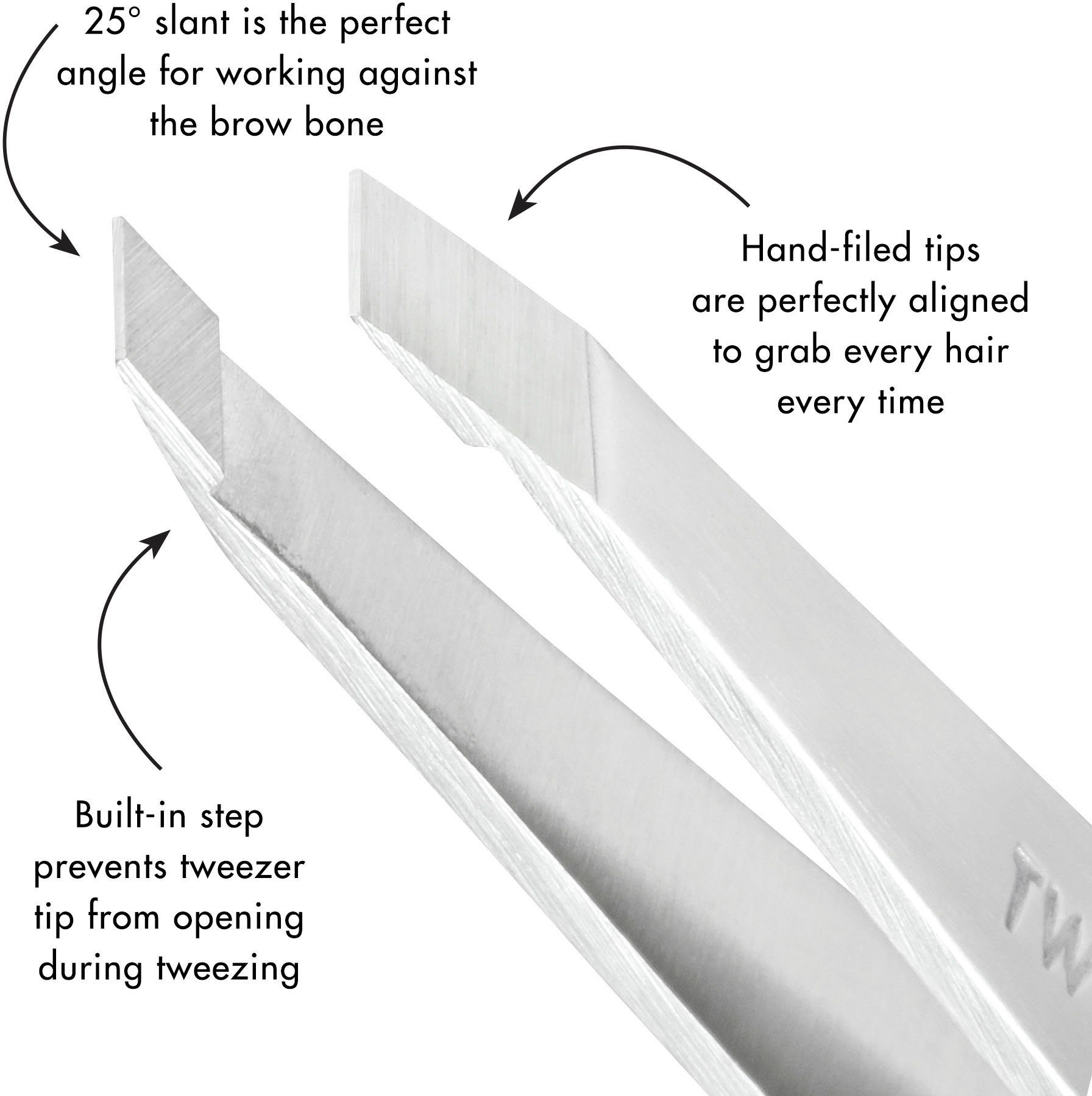 TWEEZERMAN Augenbrauenpinzette SLANT TWEEZER PLATINUM SILVER SCHRÄG