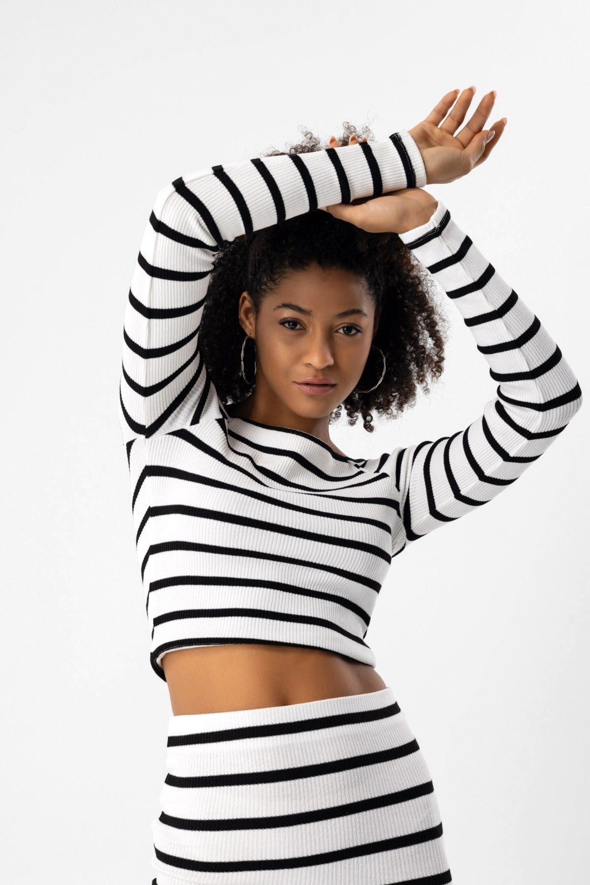 No Matter What Crop-Top Gestreiftes Langarmshirt
