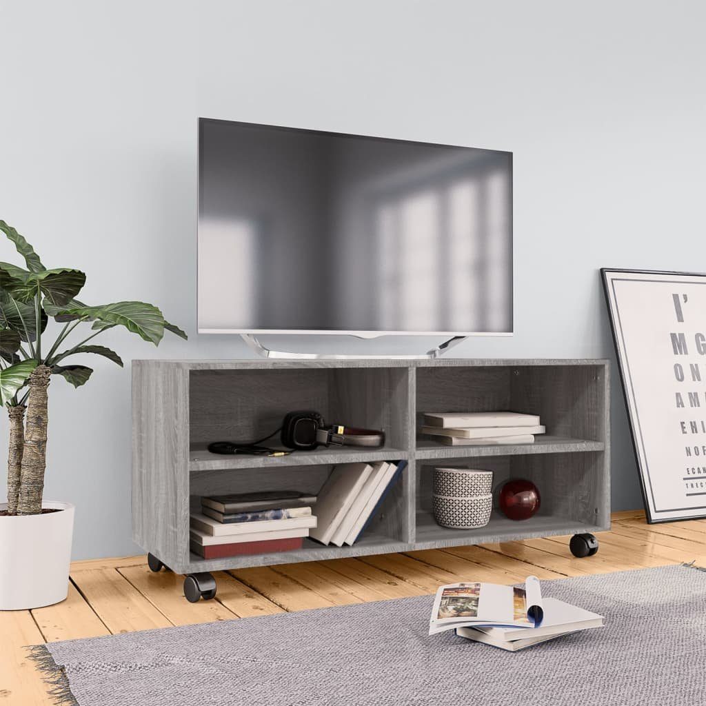 furnicato TV-Schrank mit Rollen Grau Sonoma 90x35x35 cm Holzwerkstoff