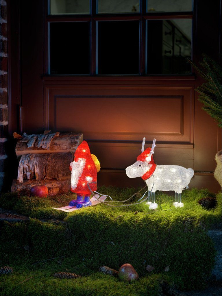 KONSTSMIDE LED Dekofigur Acryl warm Weihnachtsmann Dioden weiße aussen, und rot LED 40 integriert, fest Warmweiß, Weihnachtsdeko Rentier