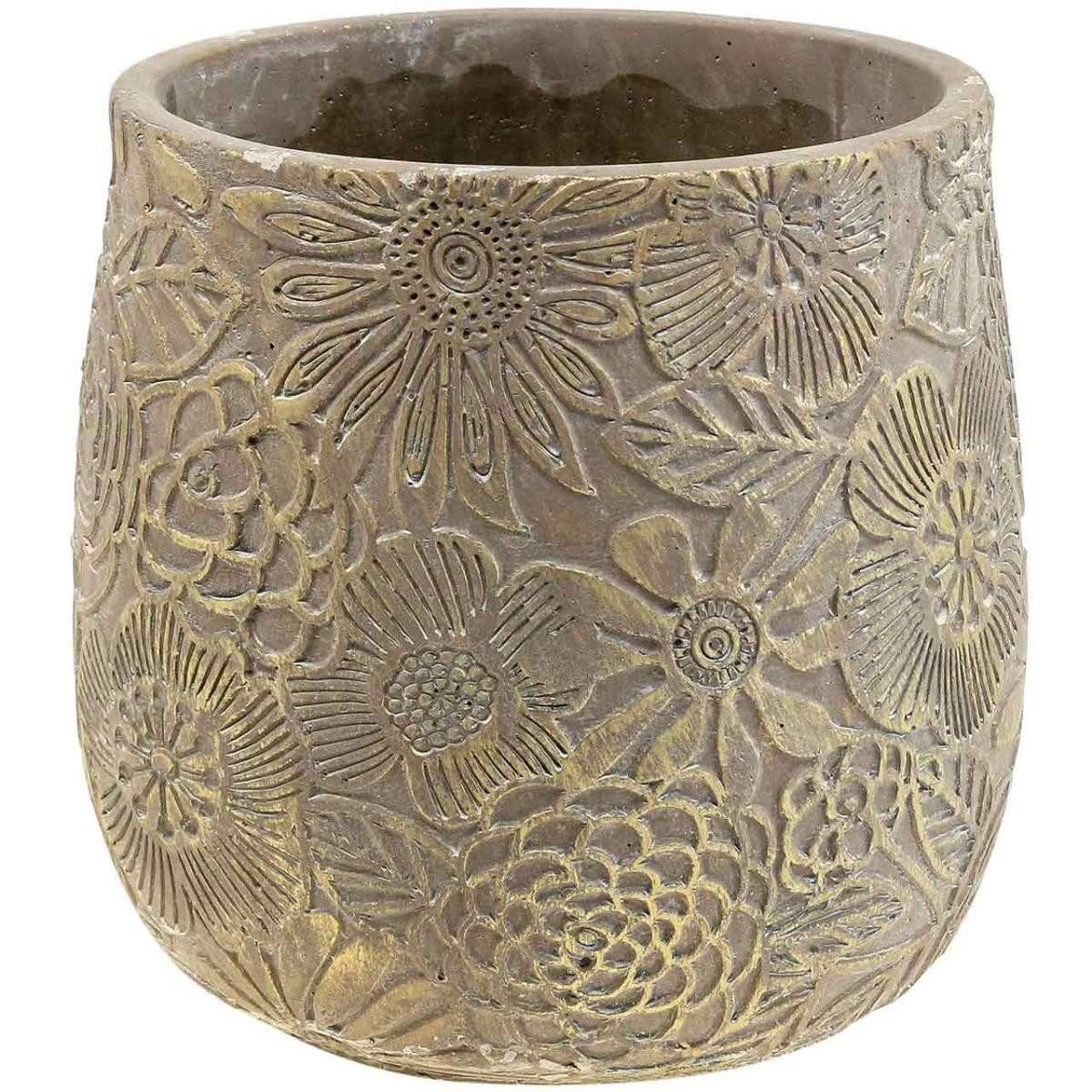 Viana Übertopf Keramik Blumentopf Gold-Blüten Ø13,5cm günstig online kaufen