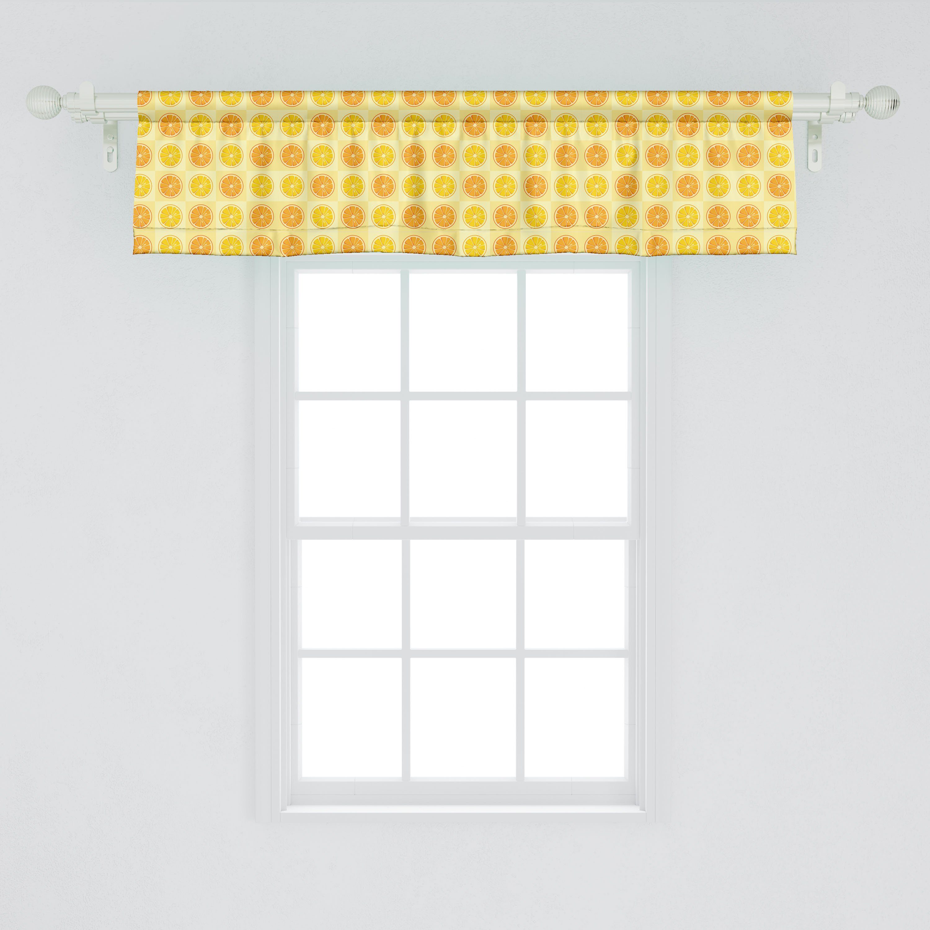 Vorhang Schlafzimmer Küche Stangentasche, Gelb Microfaser, Volant Citrus-Runde Orange Scheibengardine Abakuhaus, Dekor mit für und
