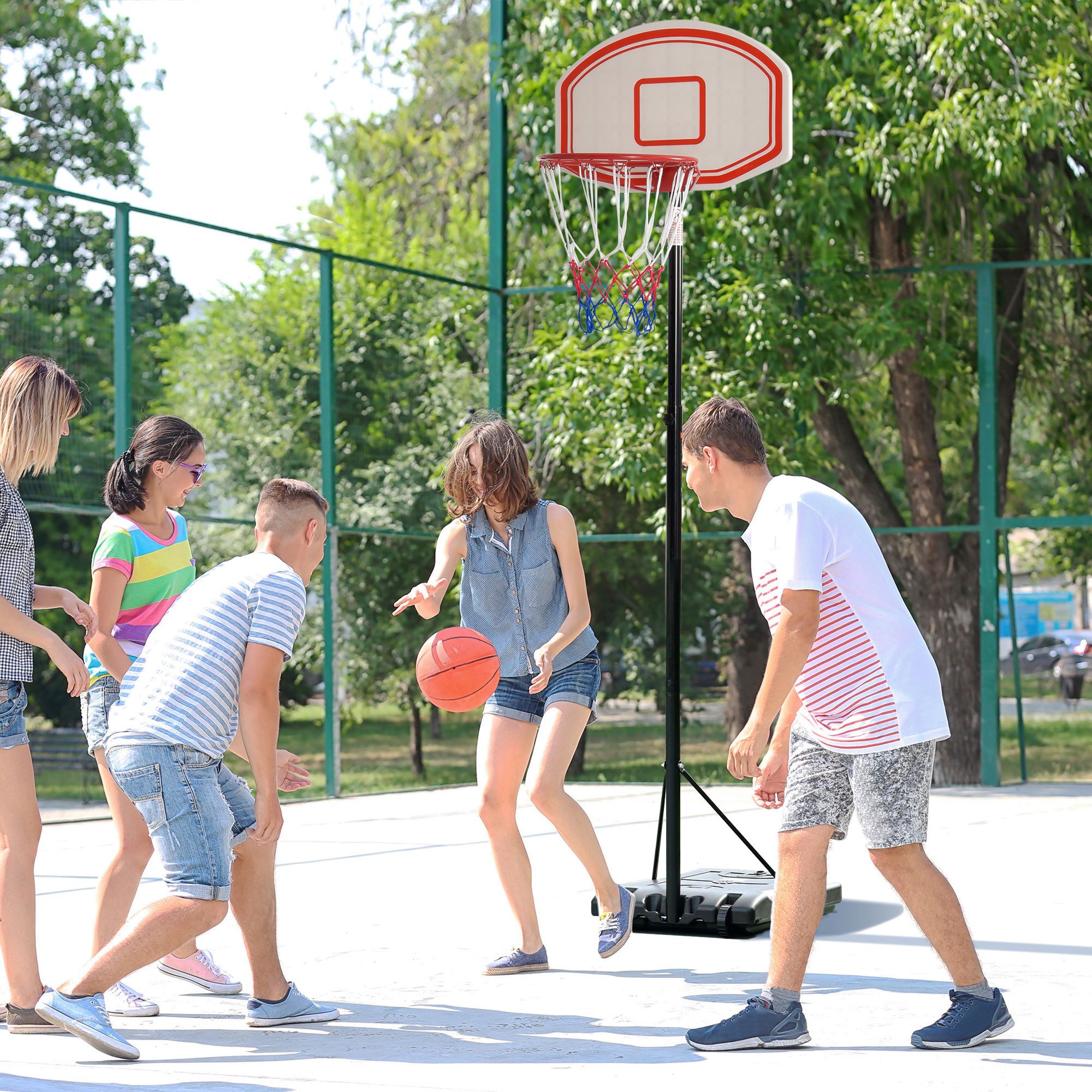HOMCOM Basketballständer Basketballkorb Indoor, 71x45cm Rückwand, Geschenk für Jugendliche (Set, 1-St., Basketballständer), in 5 Höhen einstellbar, für Erwachsene