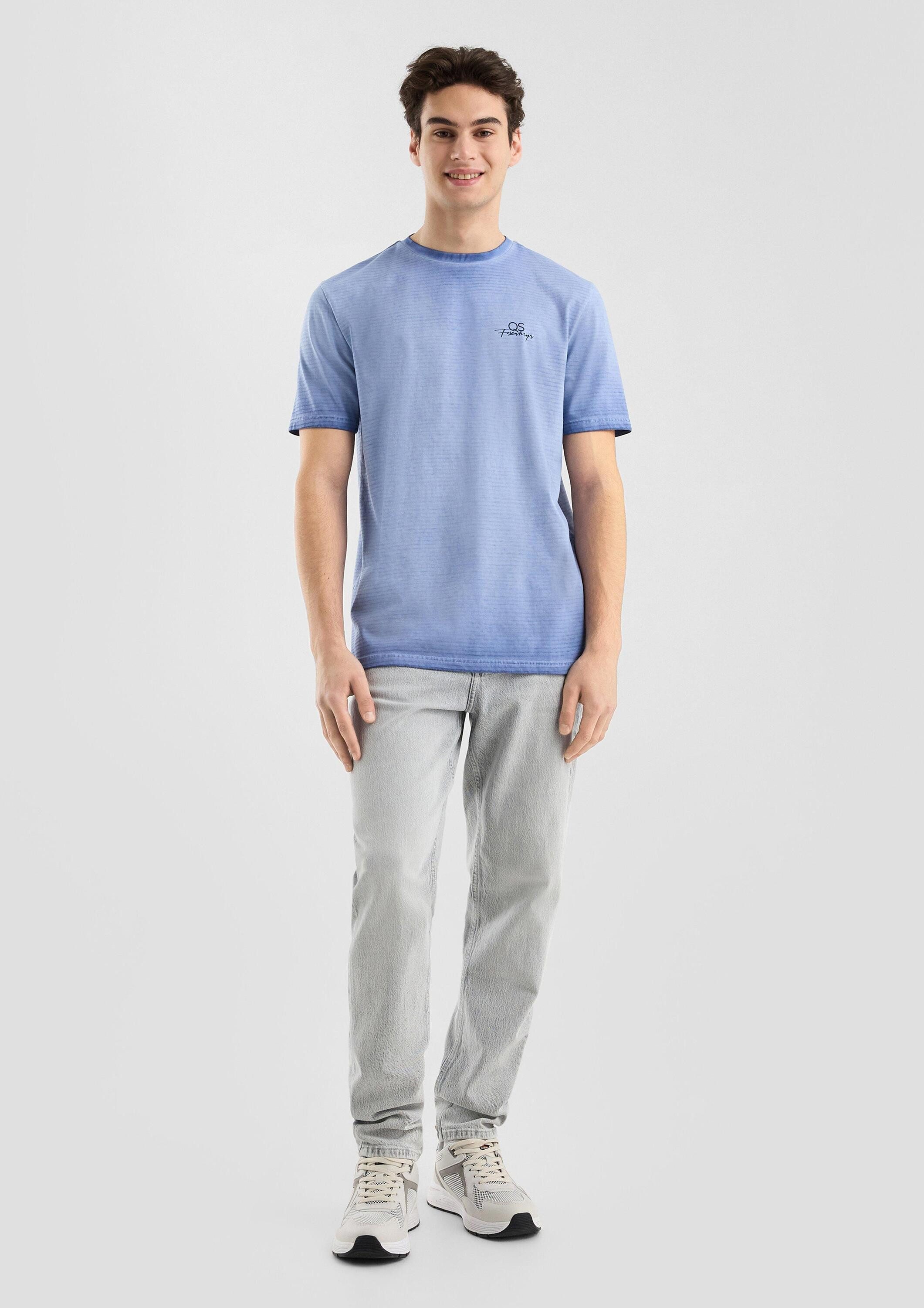 QS Kurzarmshirt T-Shirt Gewaschenes Ringelshirt mit Rundhalsausschnitt