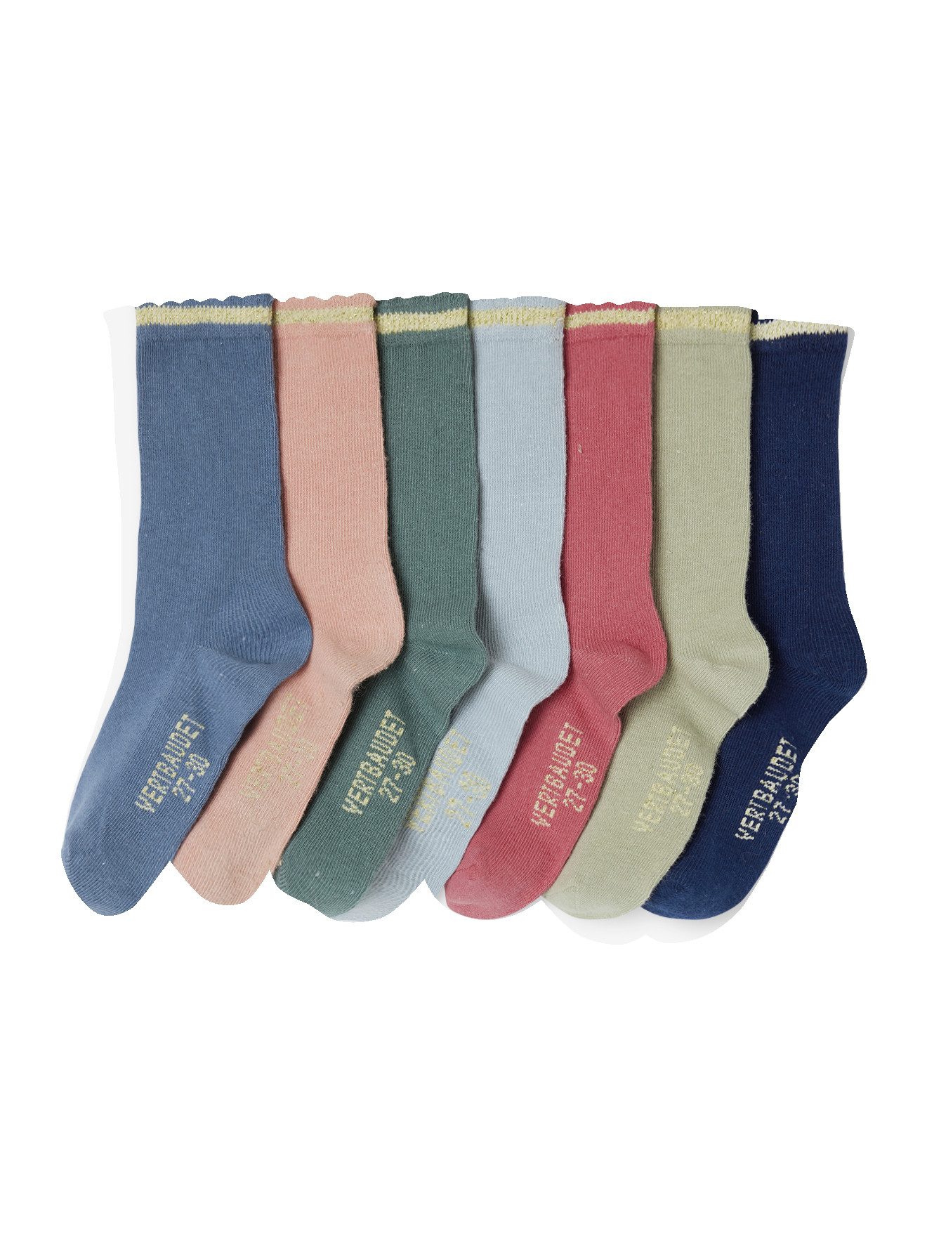 Socken 7er-Pack Mädchen Socken, Glitzerstreifen BASIC