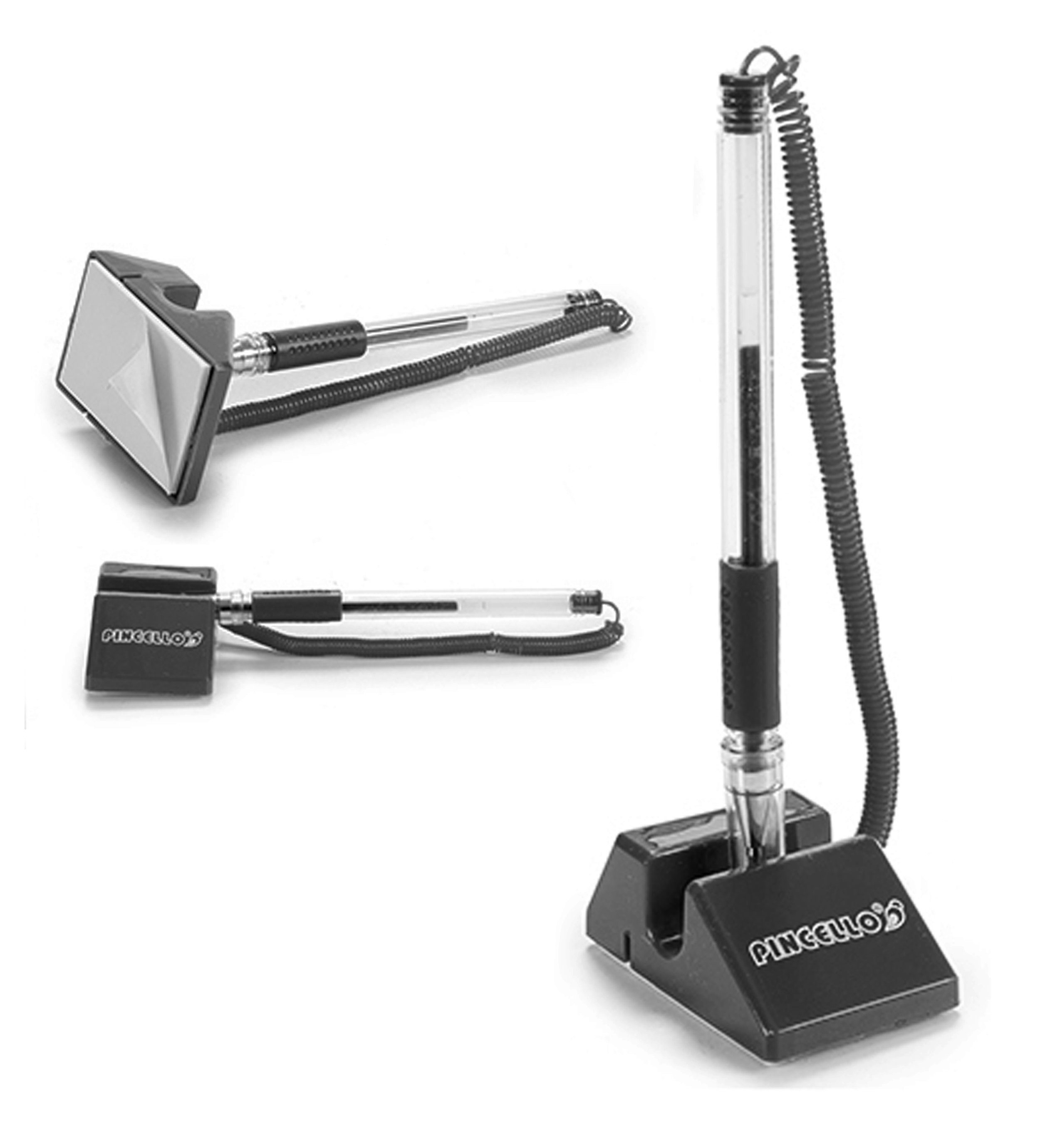 Pincello Kugelschreiber KUGELSCHREIBER mit Ständer Schwarz klebend 02 (Schwarz), Kugelschreiberständer Halter