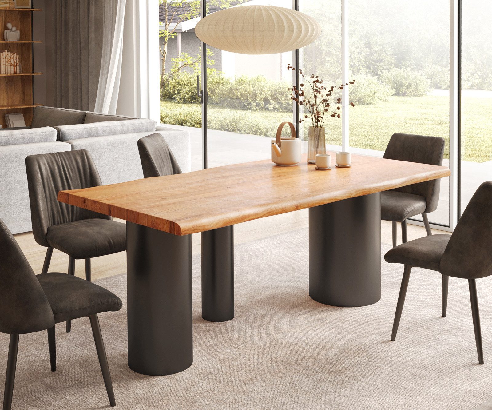 DELIFE Esstisch Edge, Akazie Natur 200x100 günstig online kaufen