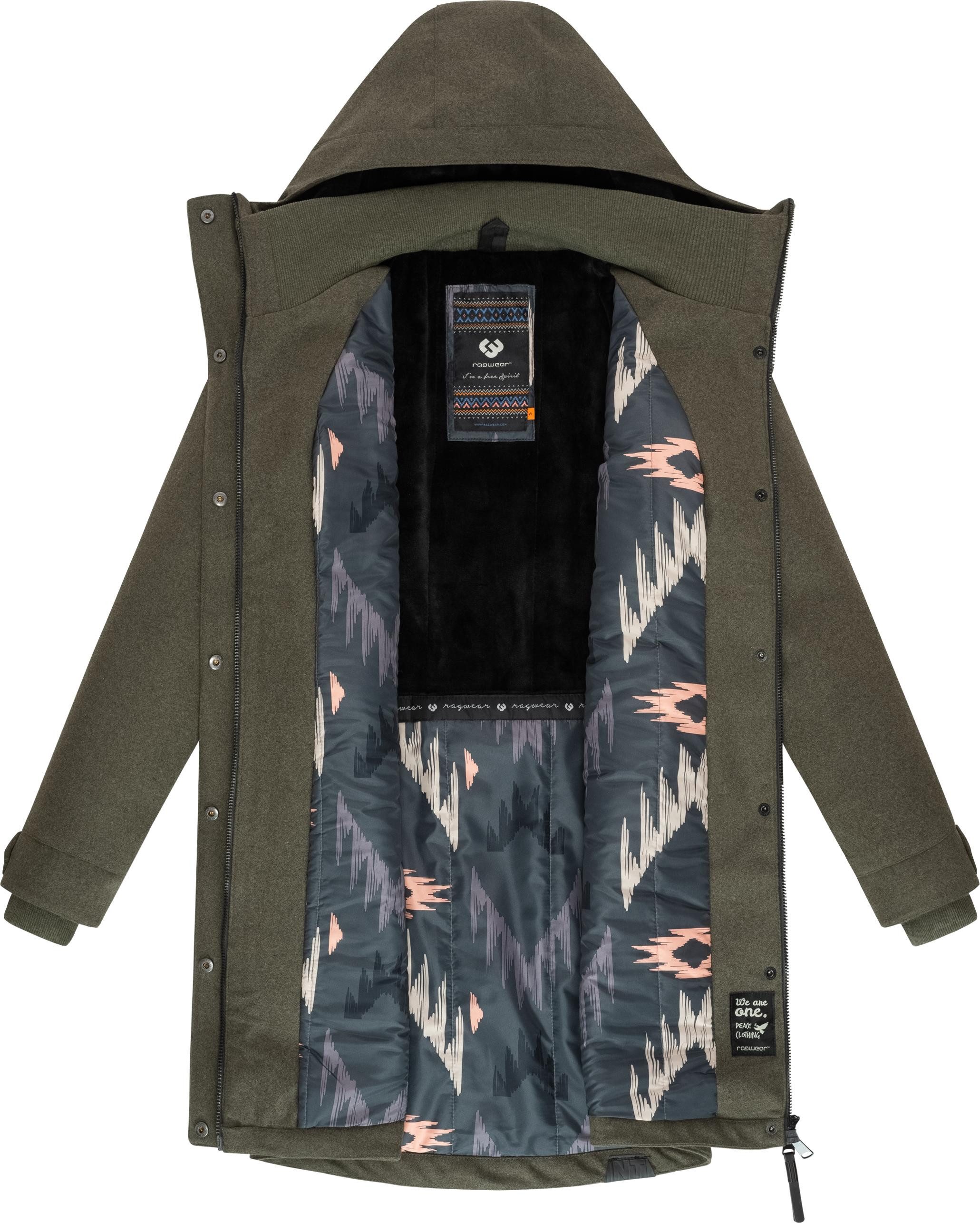 Ragwear Wintermantel Jannisa Coat Klassischer Damen Kurzmantel mit Kapuze