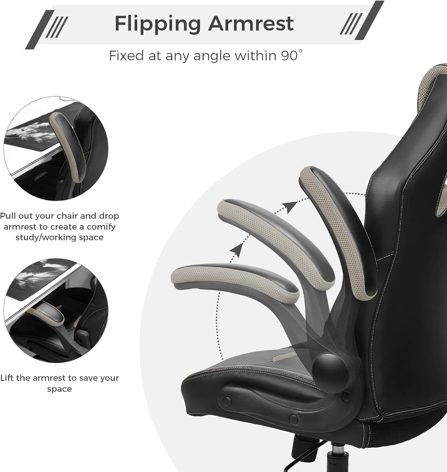 mit armlehnen, sitzfläche, Bürostuhl Gaming-Stuhl hochklappbarer 150KG hoher Rollen), Drehstuhl und BASETBL ergonomisch, bis (PC Stuhl mit breite Rückenlehne klappbaren Chefsessel, Atmungsaktiv