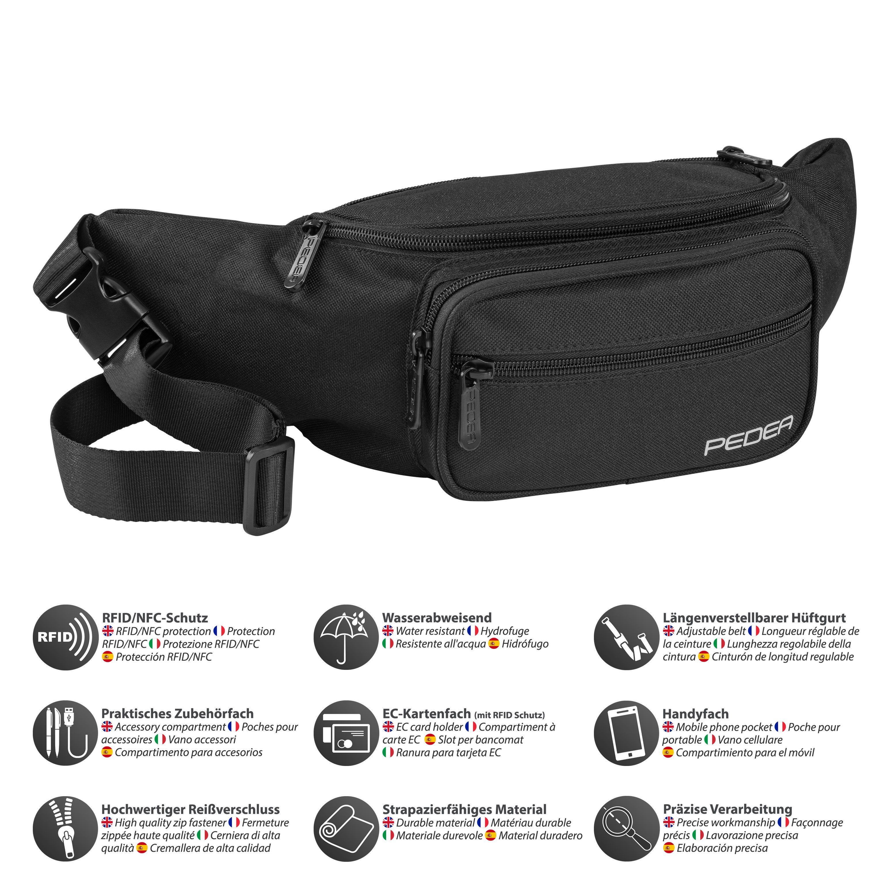 PEDEA Bauchtasche Gürteltasche, flexibel, wasserabweisend, RFID/NFC - Schutz integriert, wasserabweisend