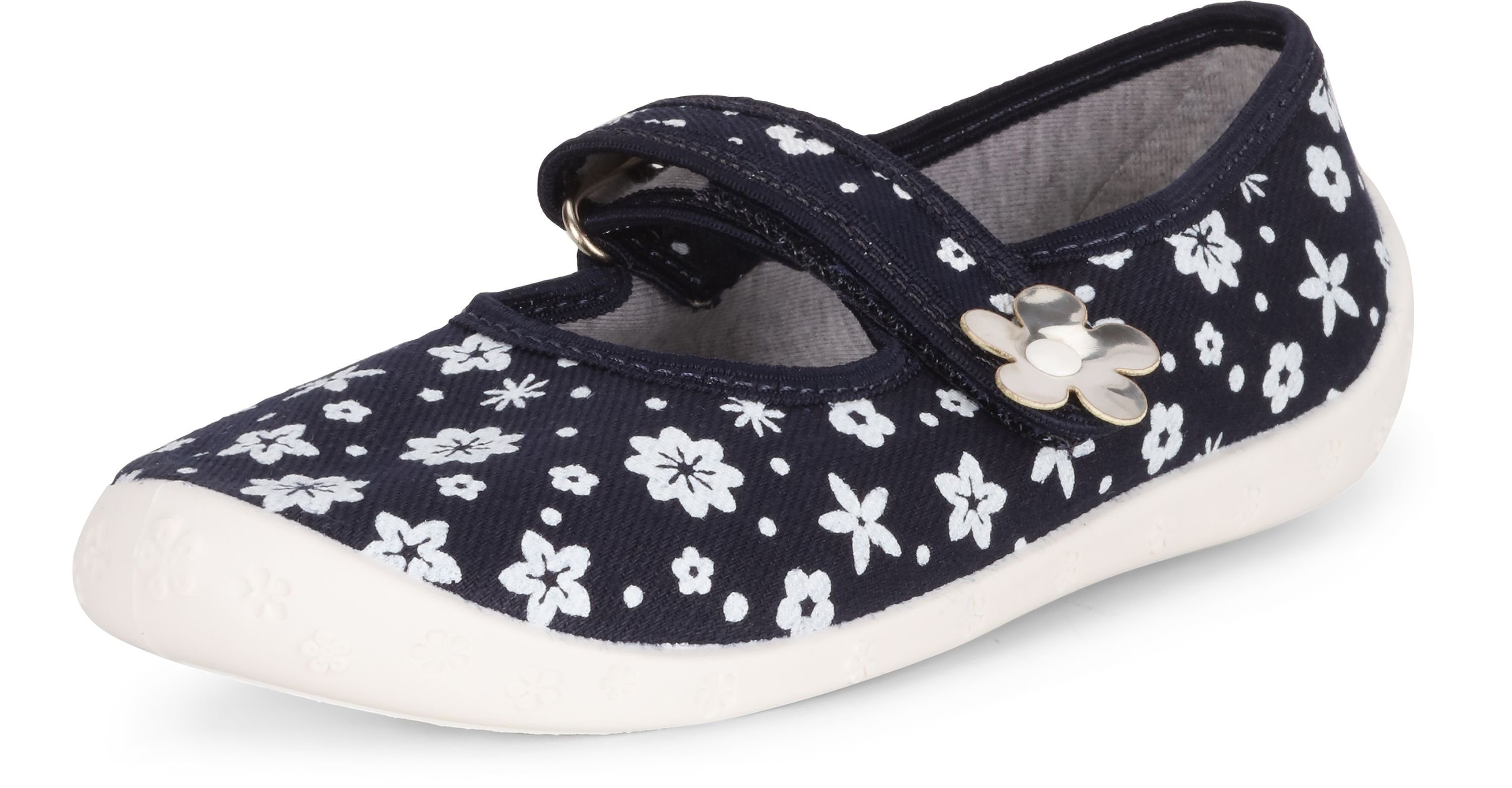 Weiß Marineblau Blumen 2