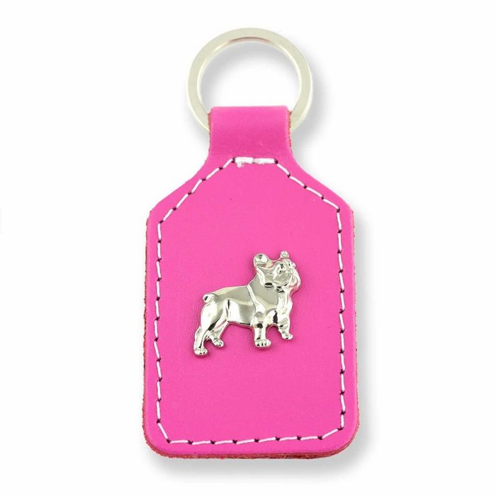 Monkimau Schlüsselanhänger Französische Bulldoggen Schlüsselanhänger aus Leder pink (Packung)
