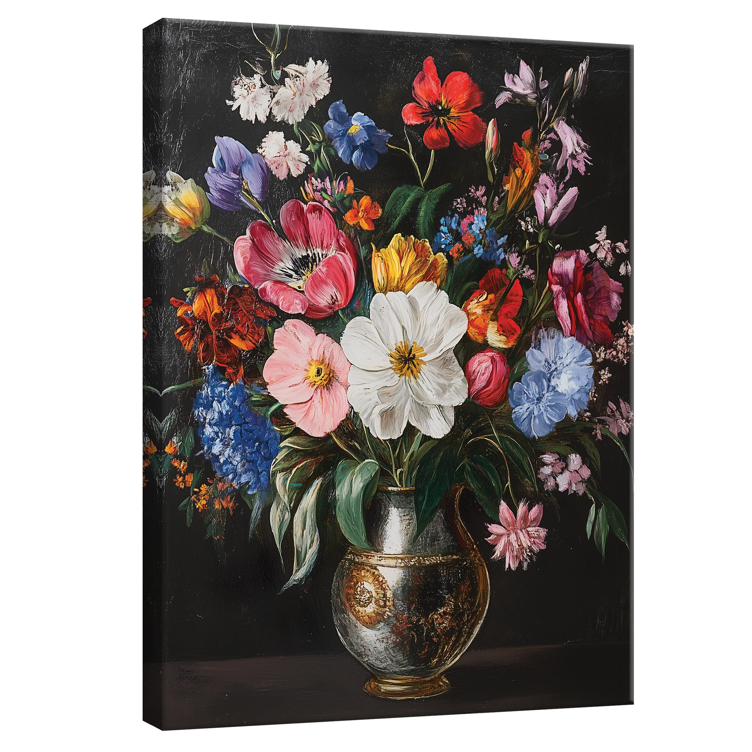 Leinwandbild Blumen Vase Kunst Blumenstrauß Wandbilder XXL Wand Deko Bilder Modern
