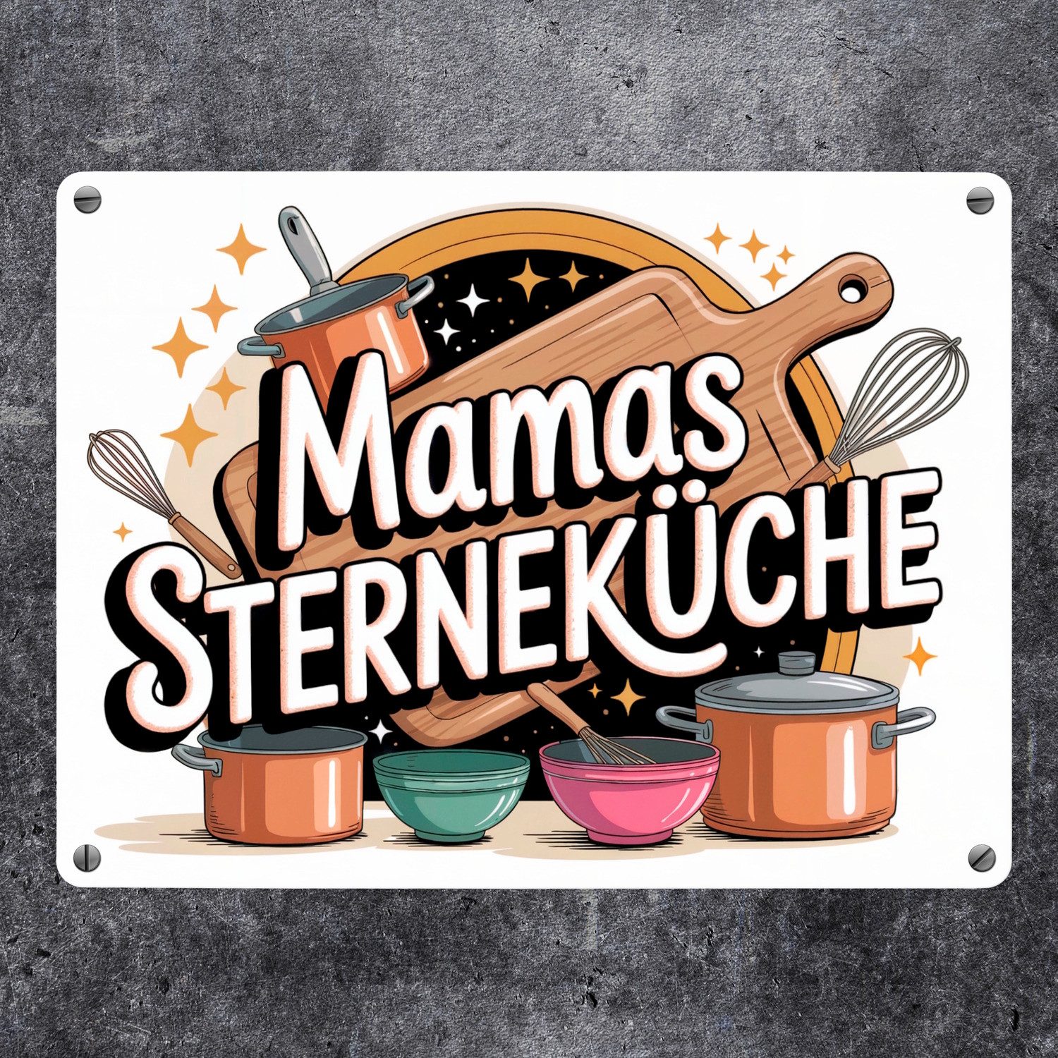 speecheese Metallschild Mamas Sterneküche Metallschild in 15x20 cm