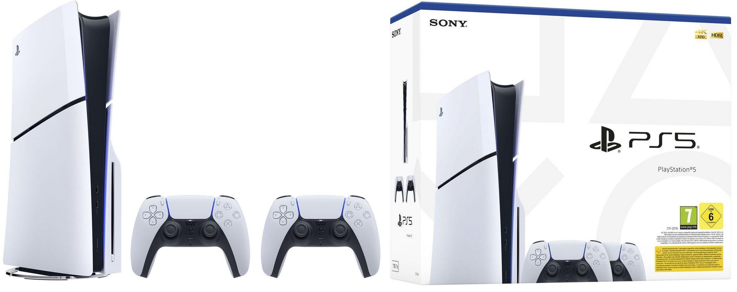 Playstation PS5 Konsole Slim Laufwerk inkl. 2 DualSense Wireless-Controller 1TB