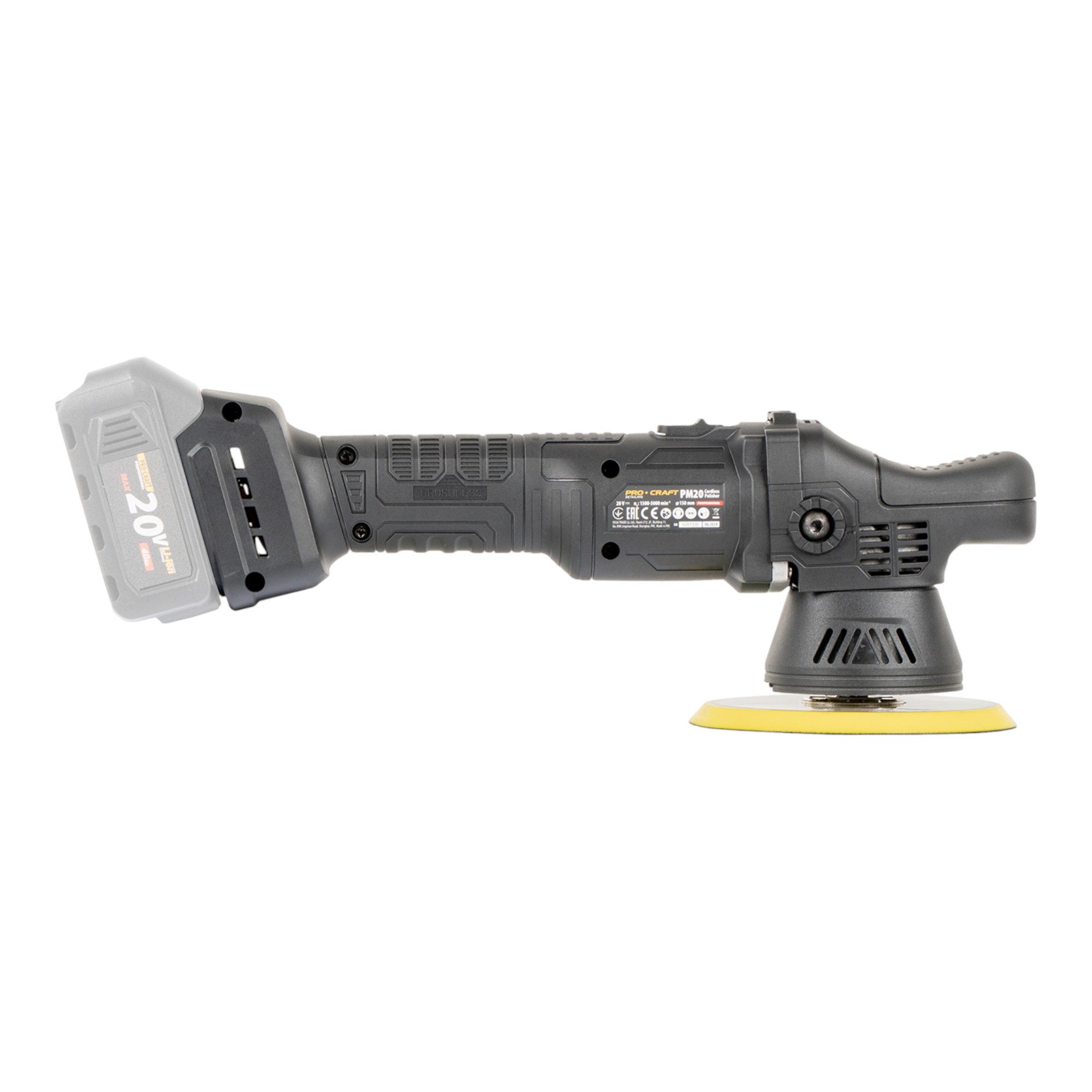 PRO CRAFT Akku-Poliermaschine PM20bb Poliermaschine 20 V 150 mm + 1x Akku 4,0 Ah - ohne Ladegerät