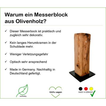 Olivenholz-erleben Magnet-Messerblock Messerblock TOWER aus Olivenholz, Magnetleiste (1tlg), schonen Messerklingen