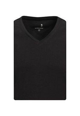 seidensticker T-Shirt Schwarze Rose Kurzarm V-Neck Uni