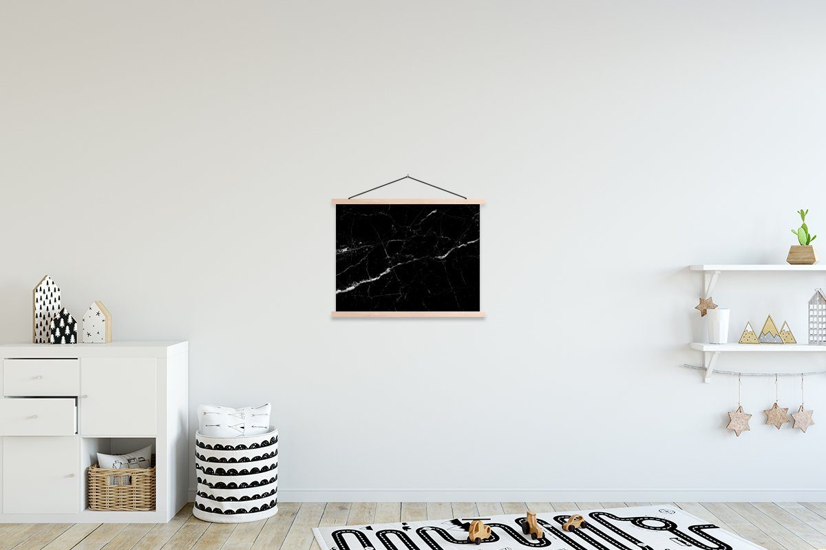 MuchoWow Poster Marmoroptik - Schwarz - Luxus, (1 St), Posterleiste, Textilposter für Wohnzimmer, Bilderleiste, Magnetisch braun | braun