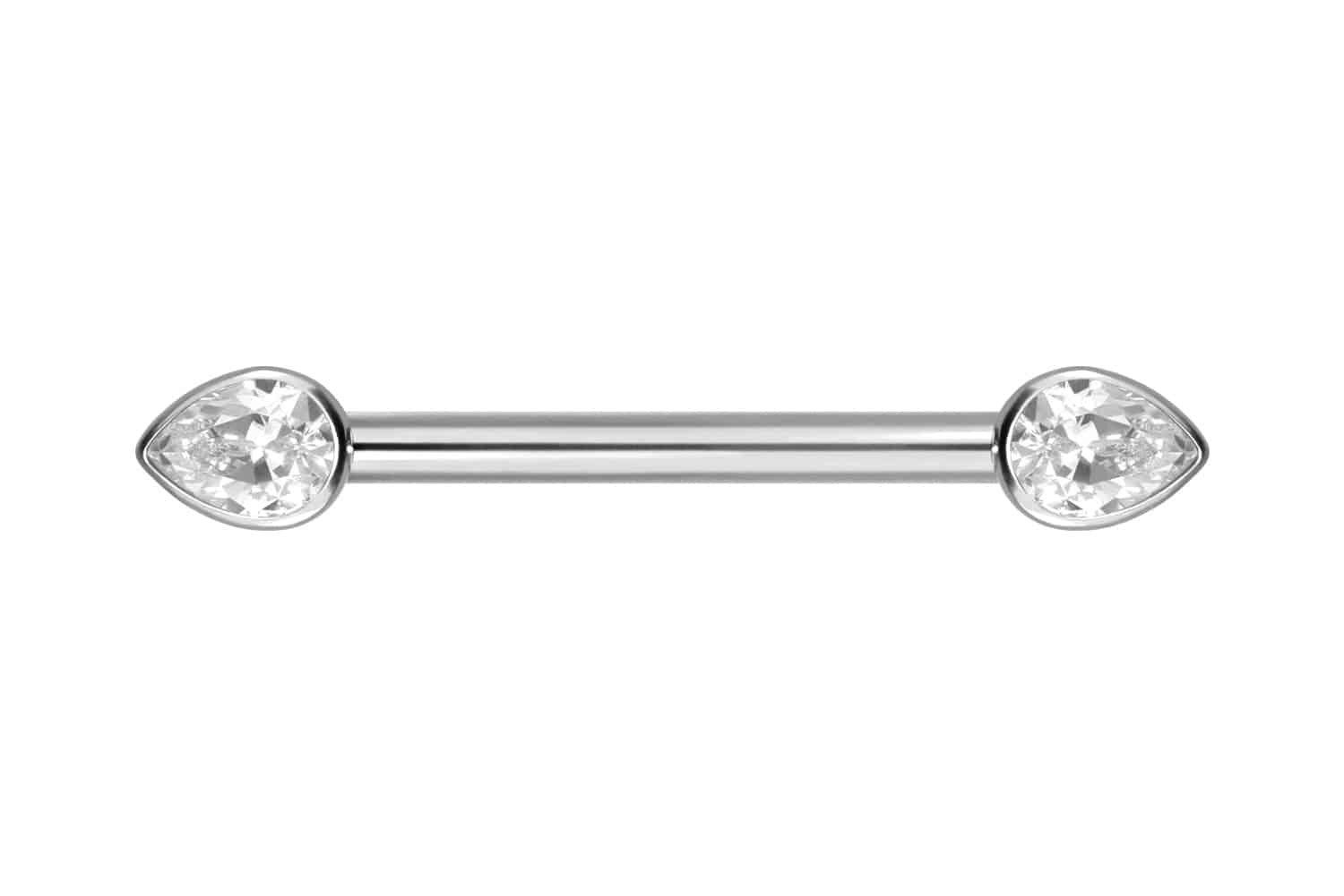 Brustwarzenpiercing Titan Nippelpiercing mit Innengewinde KRISTALLTROPFEN