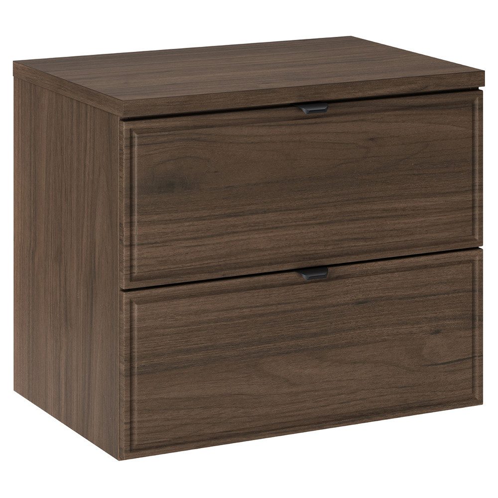 Lomadox Waschbeckenschrank TEMUCO-56-WALNUT 60 cm breit, in Walnuss mit Rahmenfräsung, wandhängend