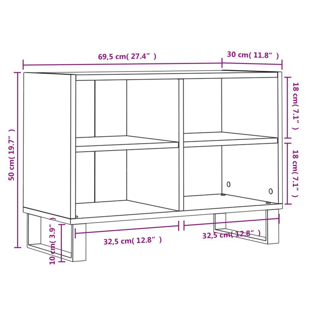 vidaXL TV-Schrank TV-Schrank Weiß 69,5x30x50 (1-St) cm Holzwerkstoff