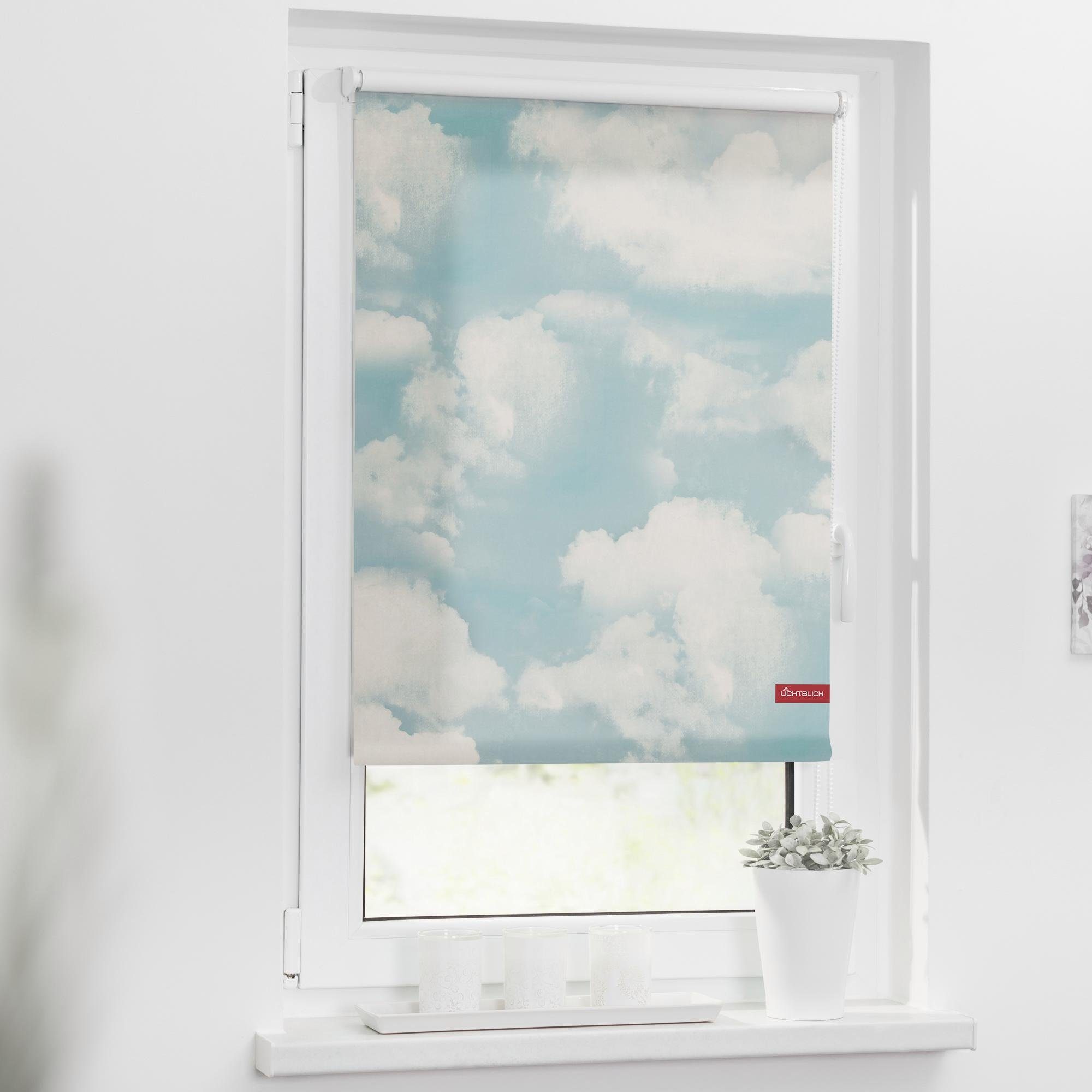 Seitenzugrollo Klemmfix Motiv Wolken, freihängend, ORIGINAL, Lichtschutz, bedruckt Bohren, ohne LICHTBLICK Klemmfix