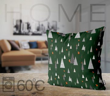 Kissenbezug, VOID (1 Stück), Sofa-Kissen Wald Eichhörnchen 2 Kissenbezug Skandinavien Design Norwegen Wald Bäume Winter Weihnachten Deko