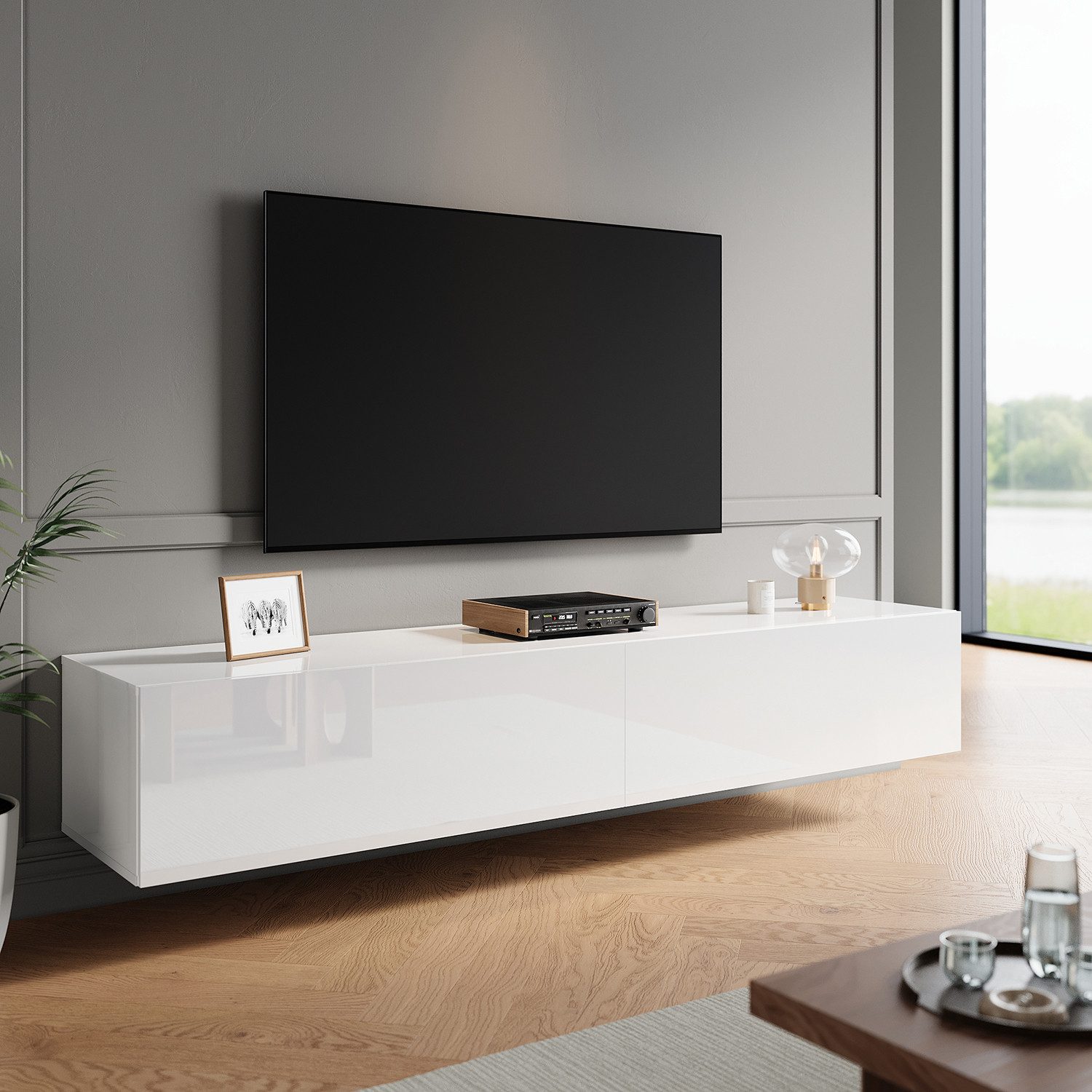 Lowboard Lowboard 180 cm TV-Schrank TV-Board, stehend und hängend