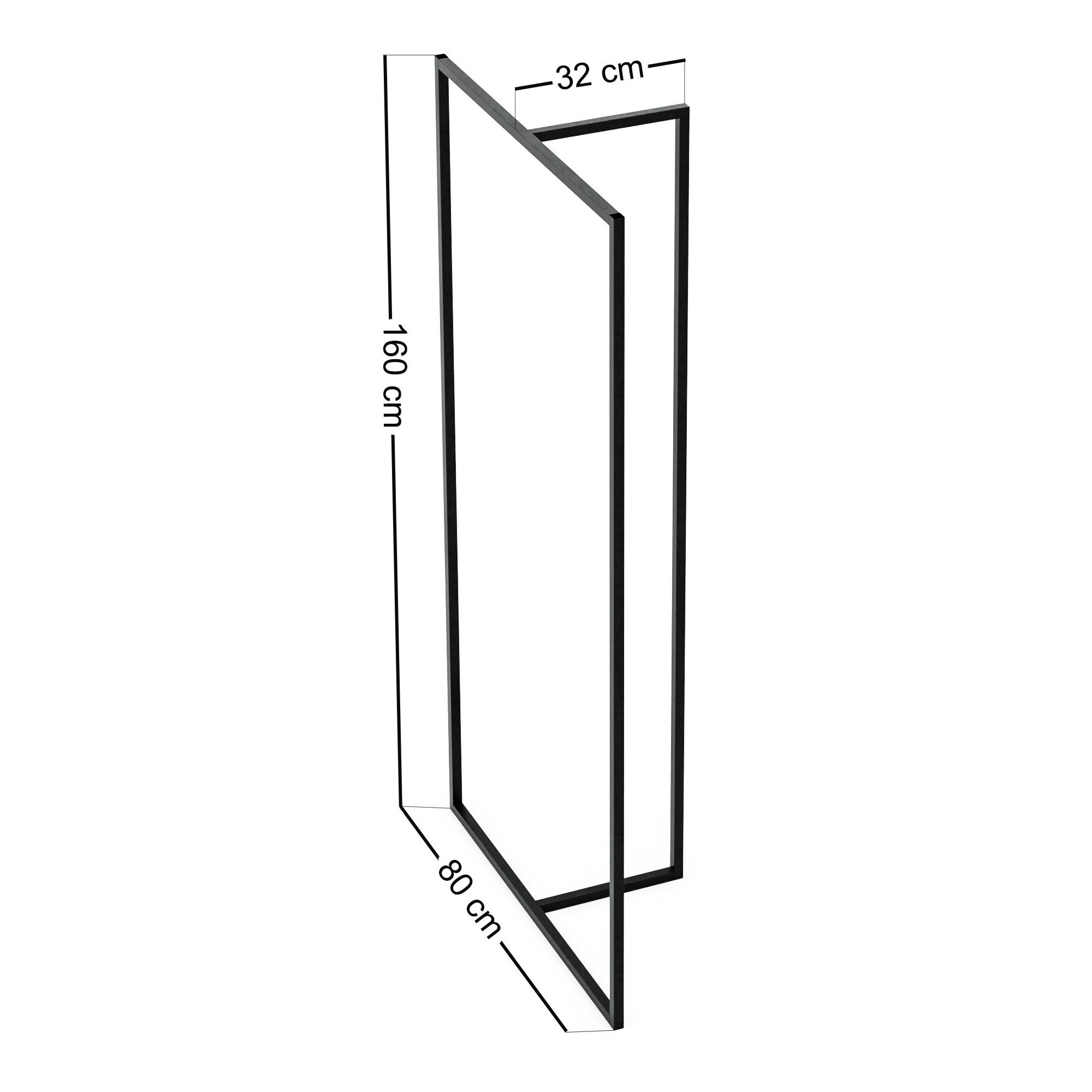 en.casa Garderobenständer, »Hurdal« T-förmiges Design 160x80x32cm Stahl Schwarz