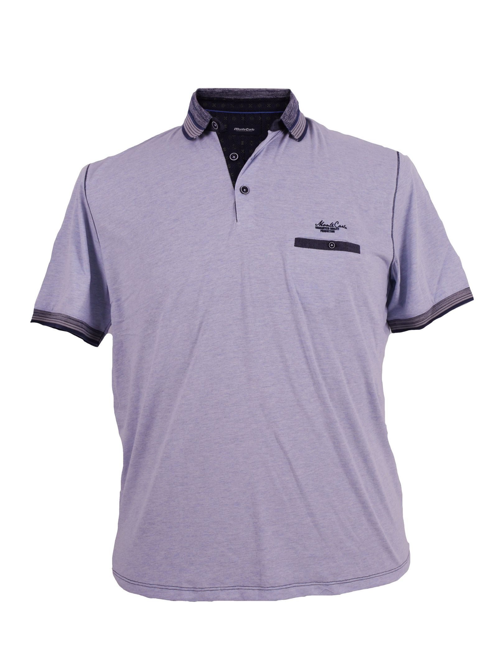 Mode Monte Carlo Poloshirt Monte Carlo Poloshirt Strickkragen in XXL Größen, hellblau