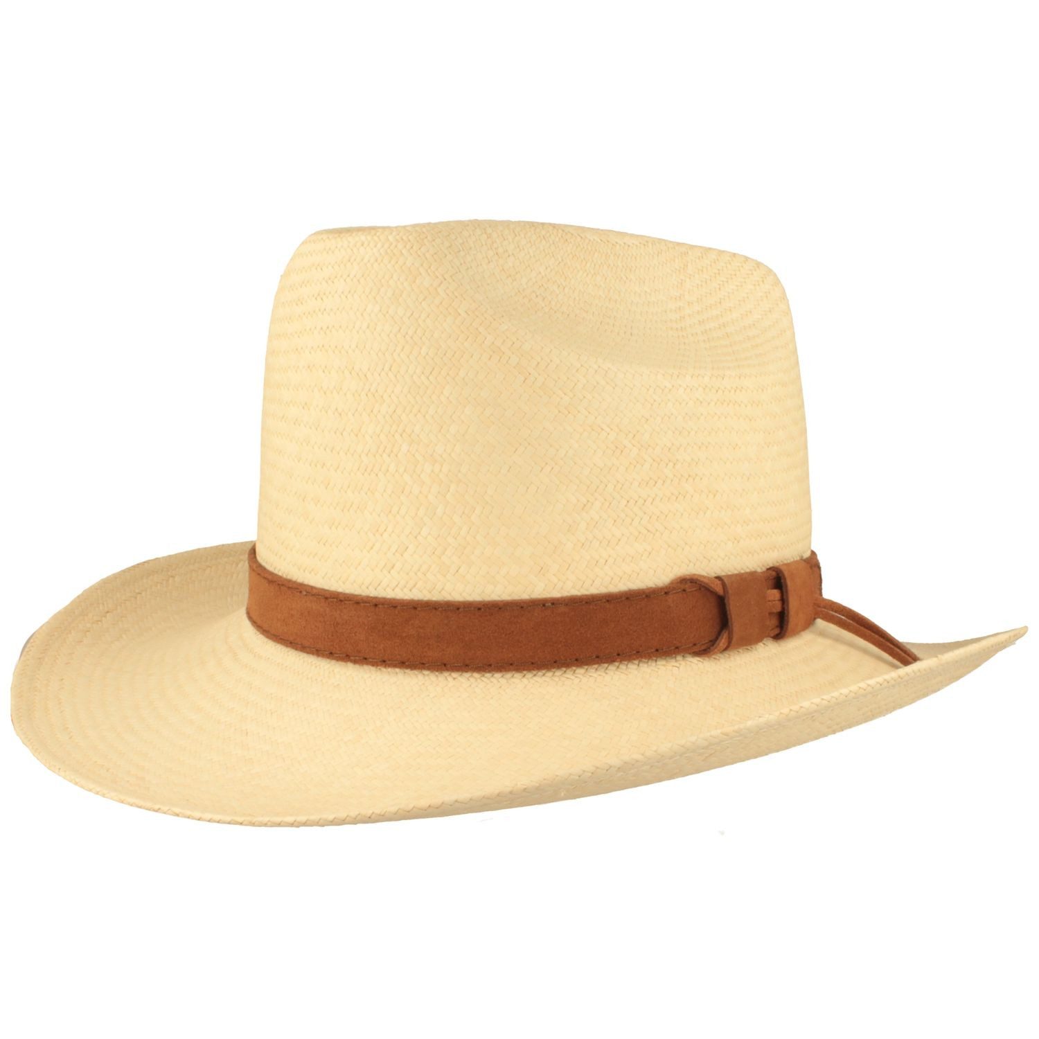 Breiter Strohhut Original Panama im Western-Stiel mit UPF 50+