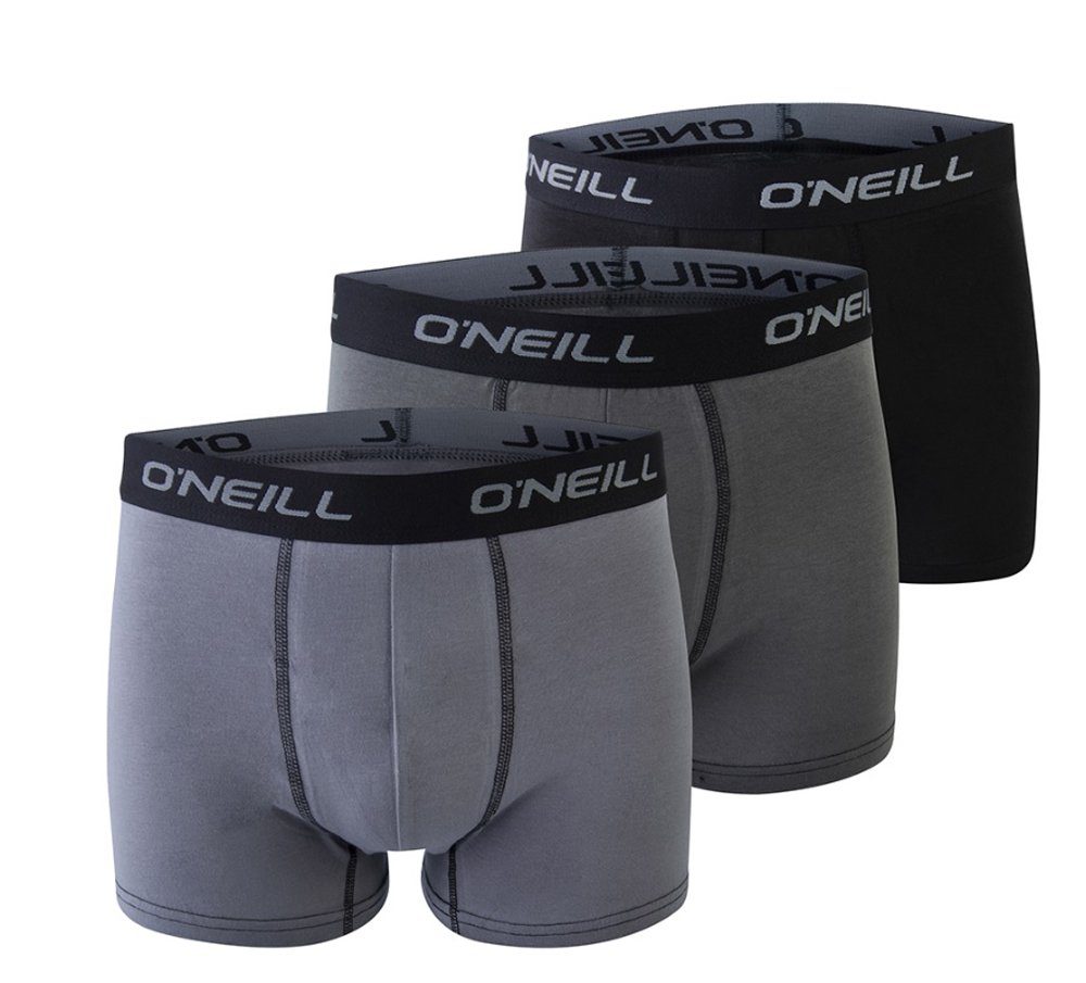 O'Neill Boxershorts Herren Boxer Plain Topline (3-St) mit Logo Webbund 2x Grey 1x Black (6569P)