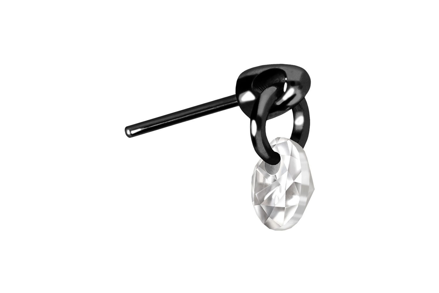 Piercing-Set Titan Aufsatz mit Push Pin RUNDER KRISTALL