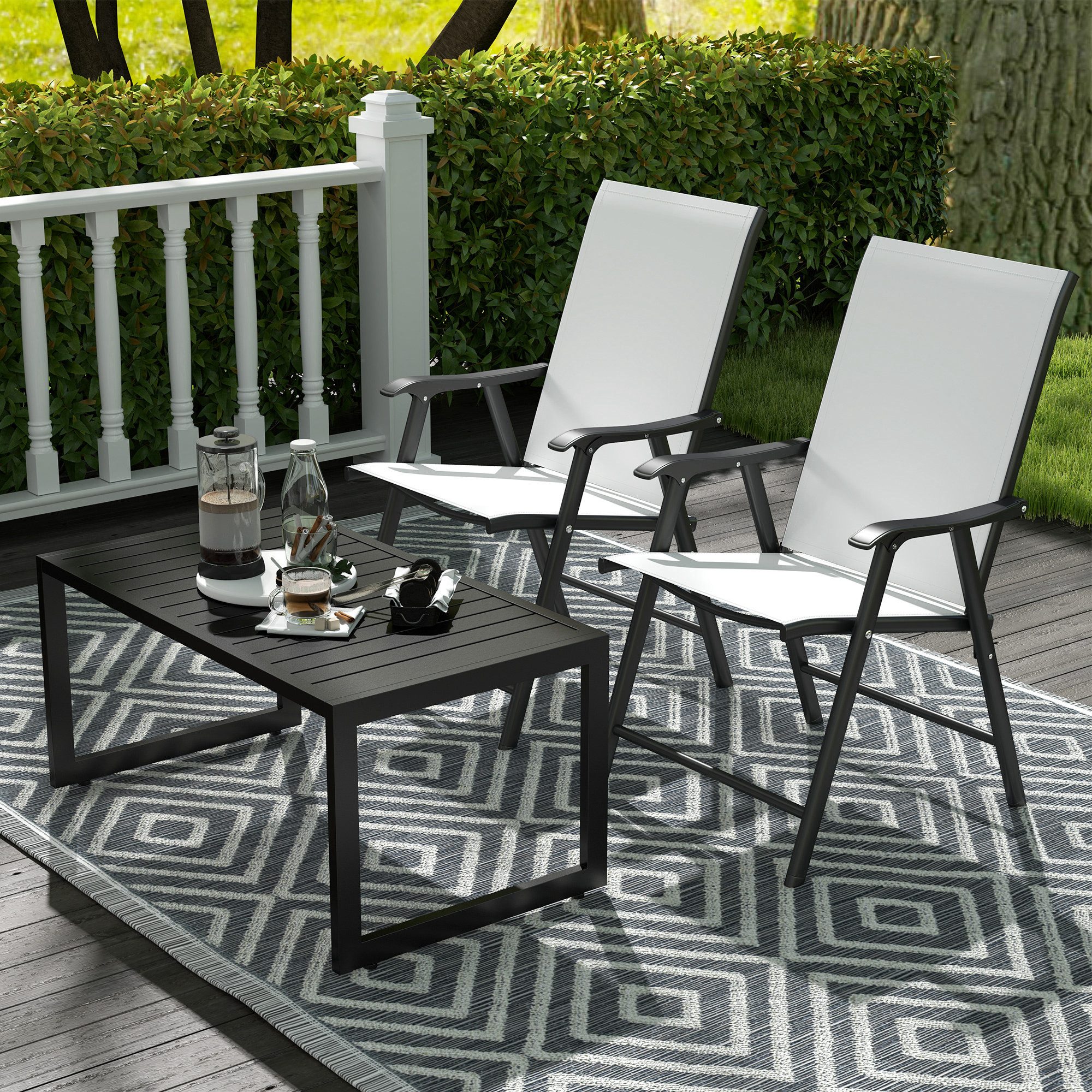 Outsunny Beistelltisch mit Lamellendesign, wetterfest (Beistelltisch, günstig online kaufen