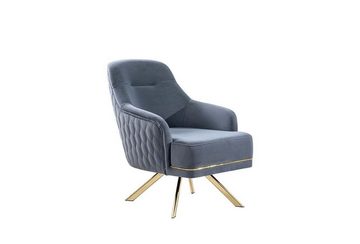 JVmoebel Wohnzimmer-Set Blaue Wohnzimmer Sitzgarnitur Designer Ecksofa Luxus Moderner Sessel, (2-St., Wohnzimmer-Set 3-Sitzer + Sessel), Made in Europa