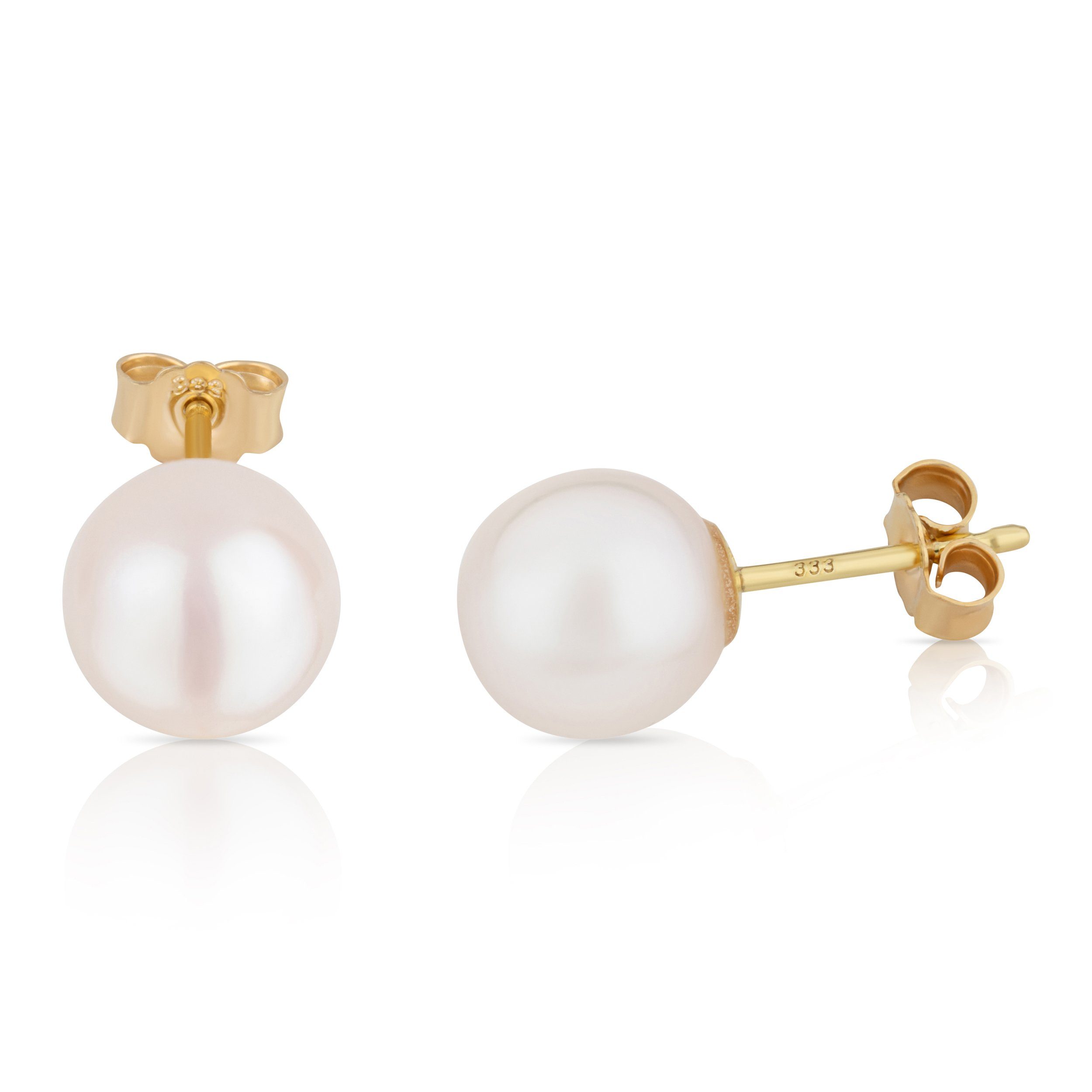 NKlaus Perlenohrringe Paar 8mm echte Süßwasserperle Ohrstecker 333 Gelb (Pa günstig online kaufen